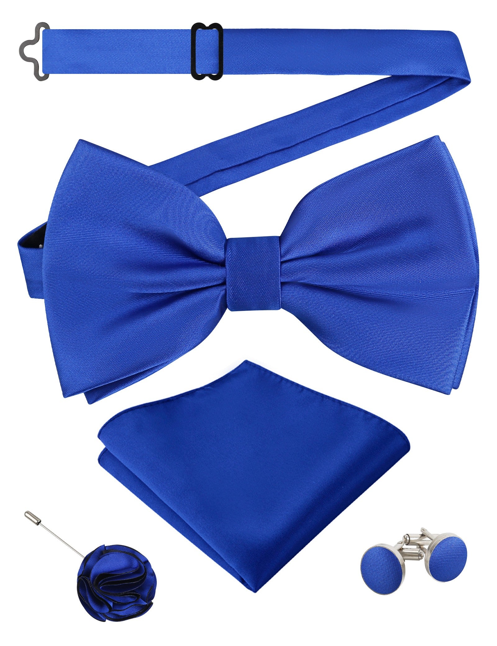 Alizeal Mens 4Pcs Bow Tie Pocket Square Boutonniere Cufflinks Set-094
