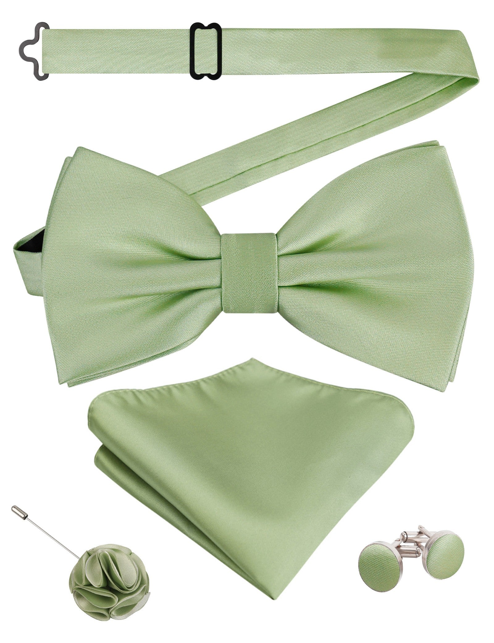Alizeal Mens 4Pcs Bow Tie Pocket Square Boutonniere Cufflinks Set-094