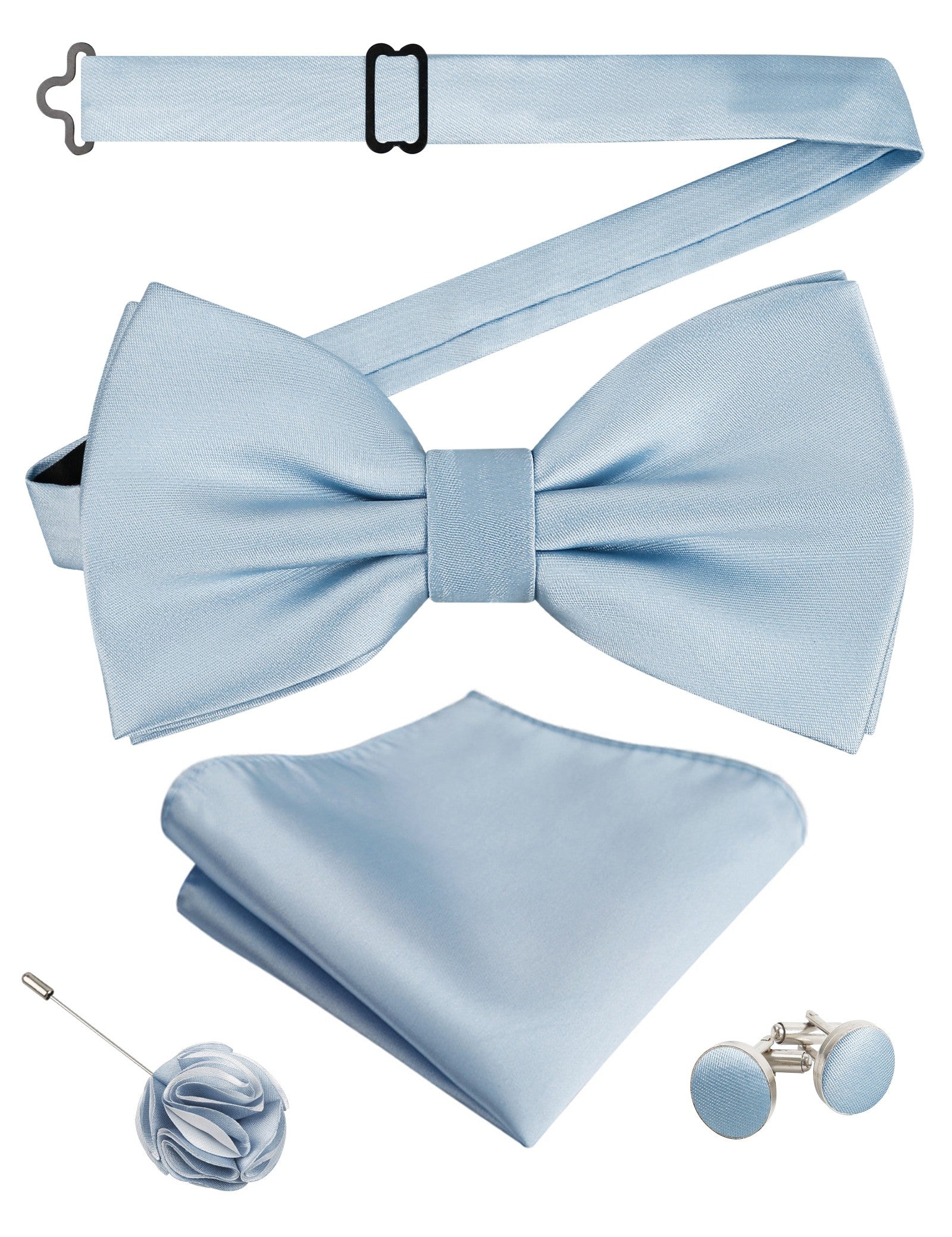 Alizeal Mens 4Pcs Bow Tie Pocket Square Boutonniere Cufflinks Set-094