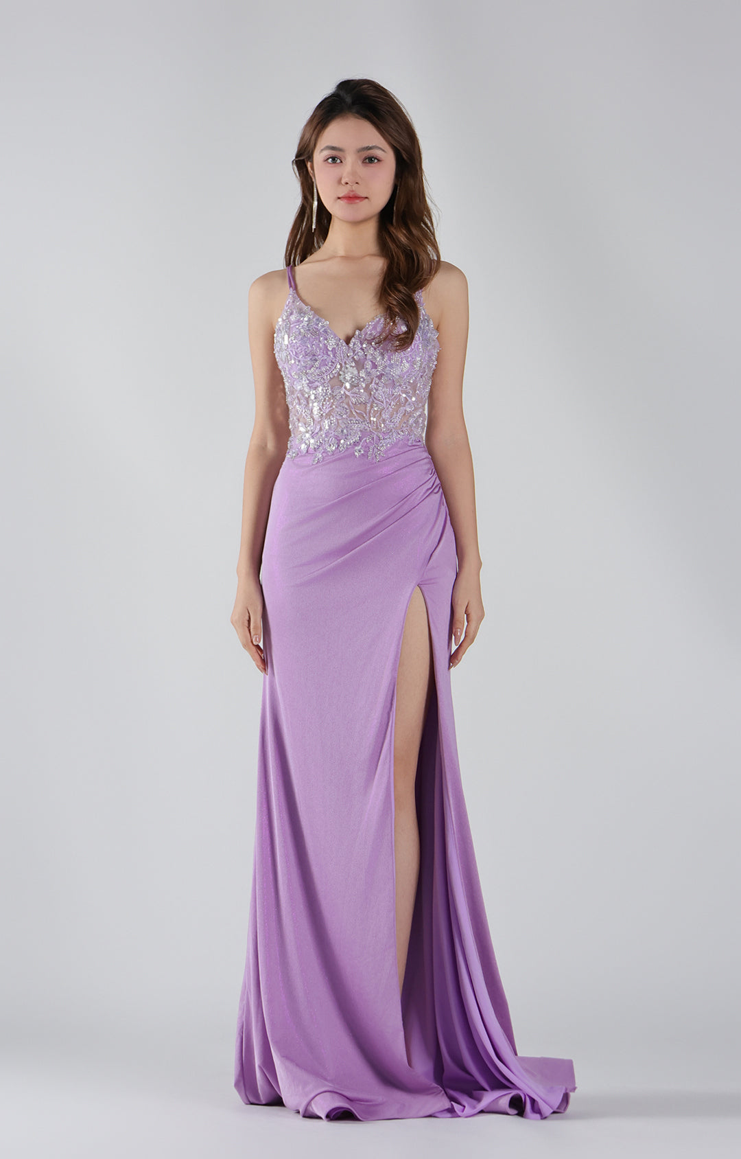 Spaghetti Straps Fishbone See Through High Slit Dresses