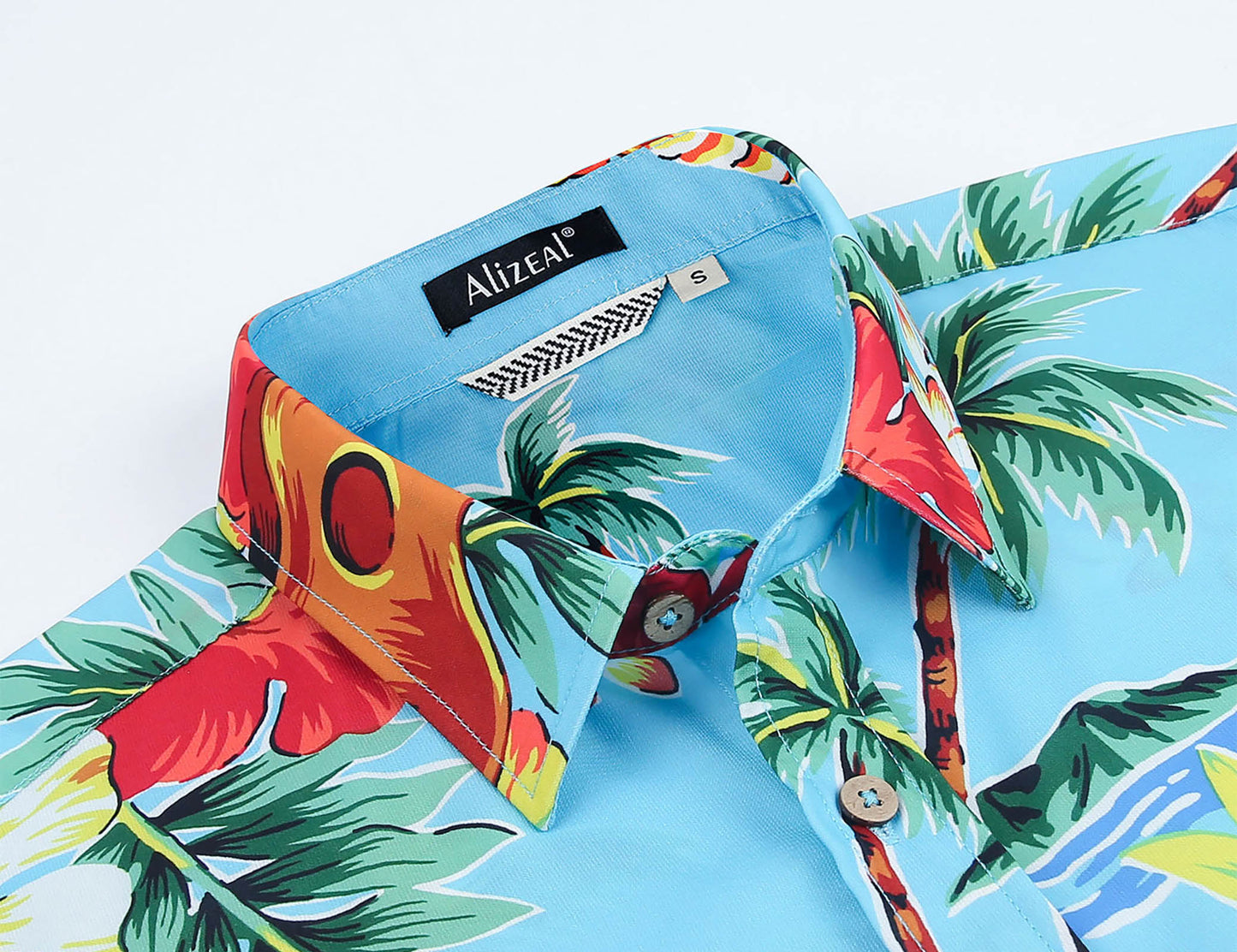 Alizeal Mens Hawaiian Short Sleeve Shirts Floral Casual Button Down Summer Aloha Beach Shirts, Blue (Floral)