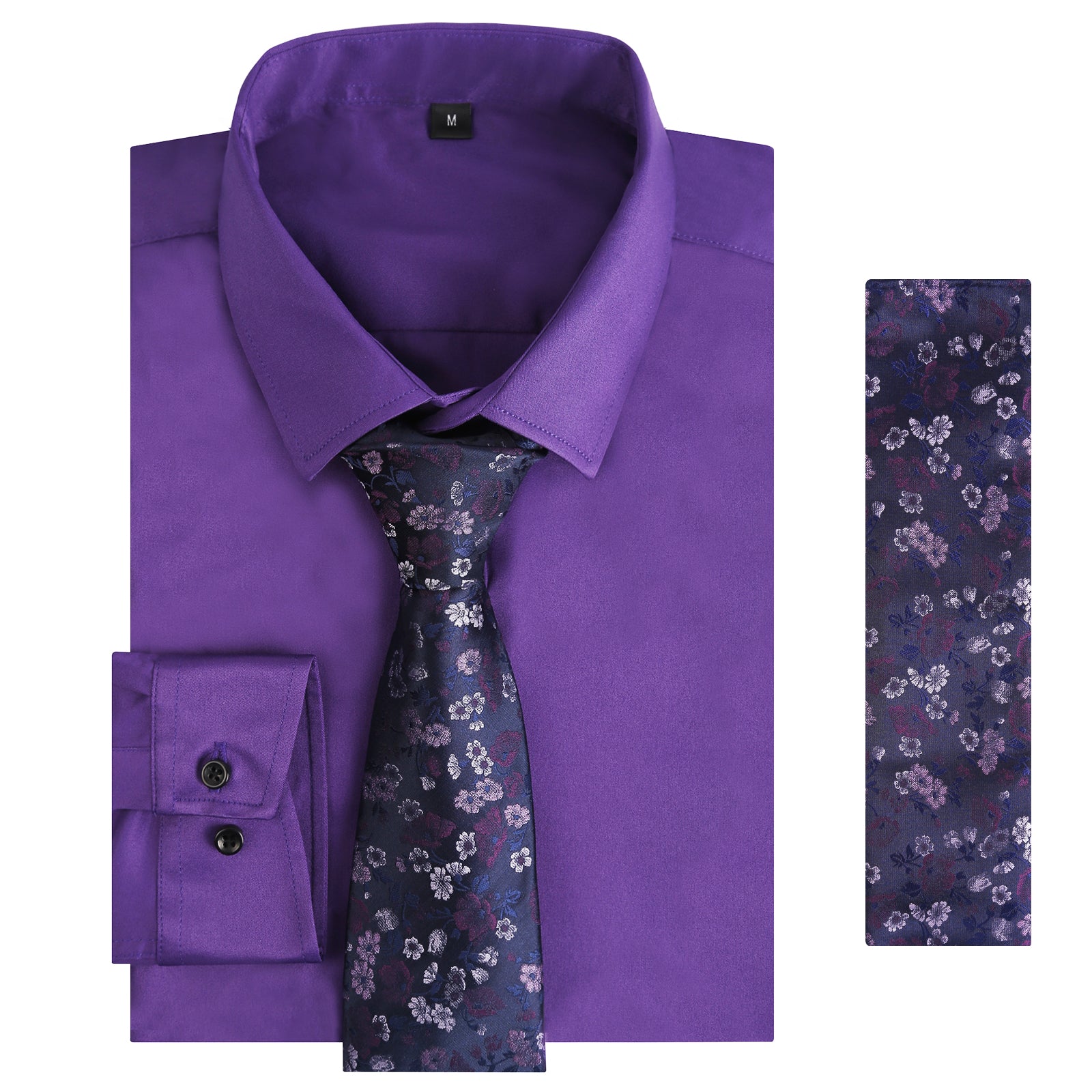 3pcs Vibrant Color Mens Dress Shirt with Tie Pocket Square Set