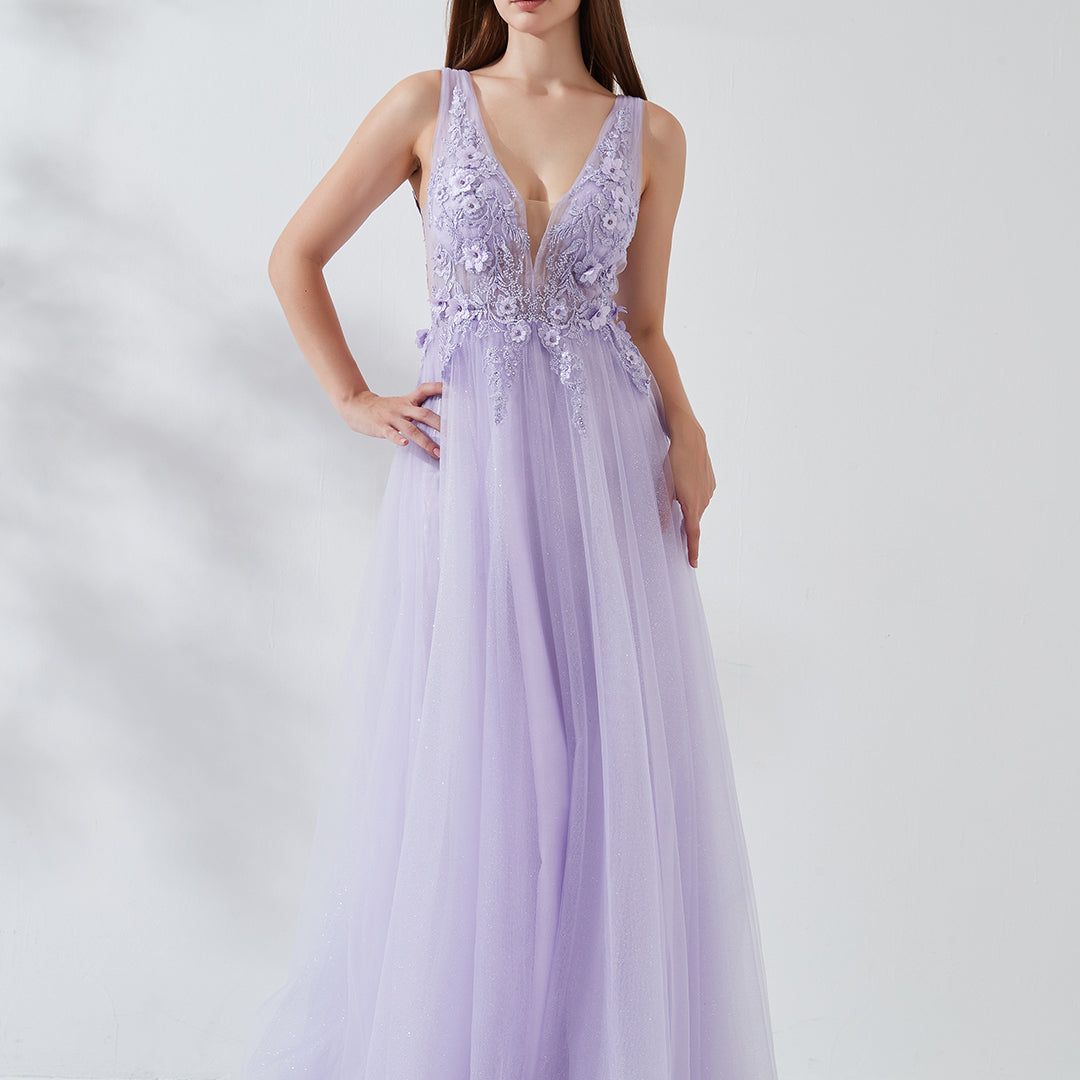 A-line Wide Shoulder Straps 3D Floral Embroidered Sequin Prom Dress Alizeal A-line Wide Shoulder Straps 3D Floral Embroidered Sequin Prom Dress Alizeal