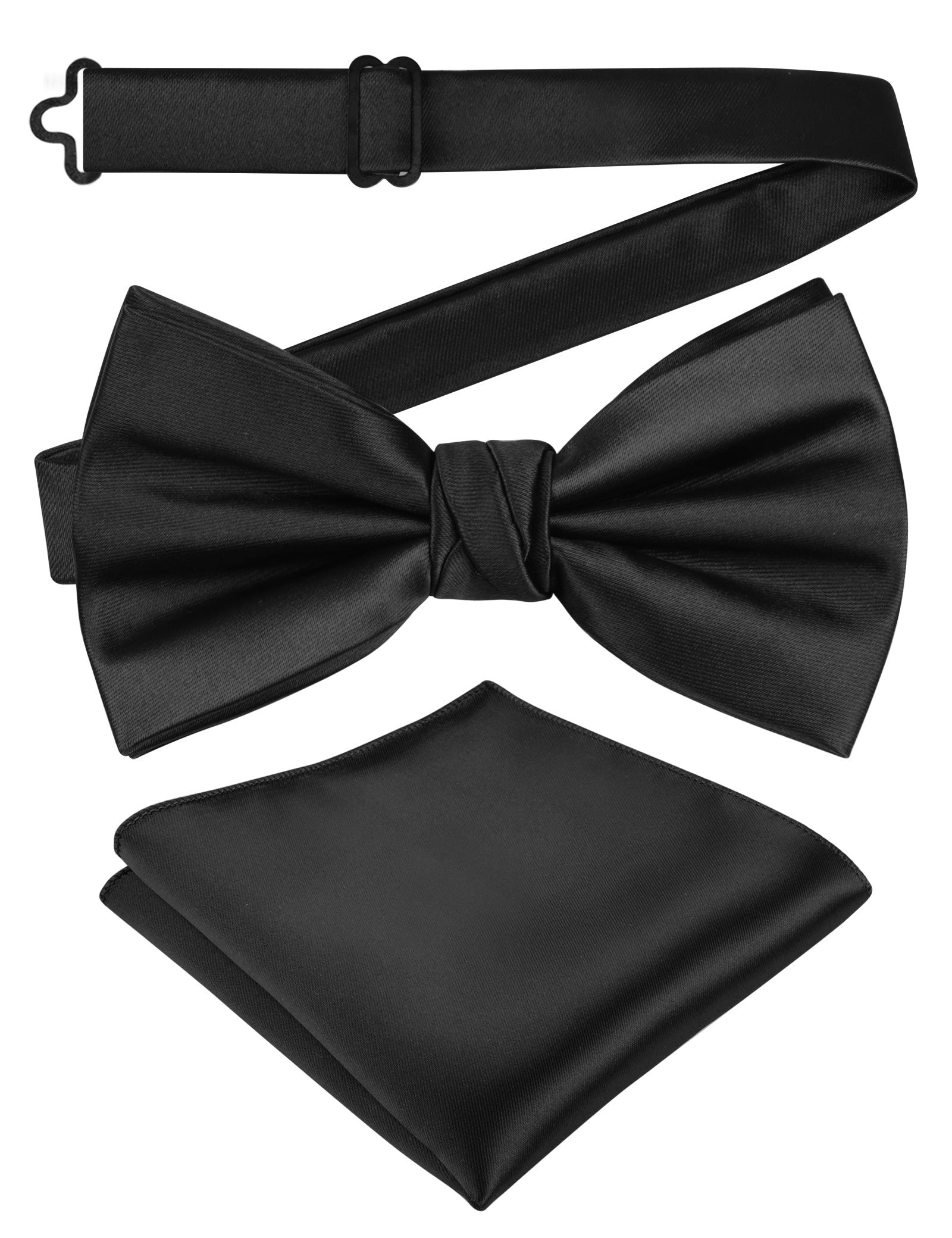 Alizeal Mens Elegant Solid Bow Tie with Pocket Square Set-108