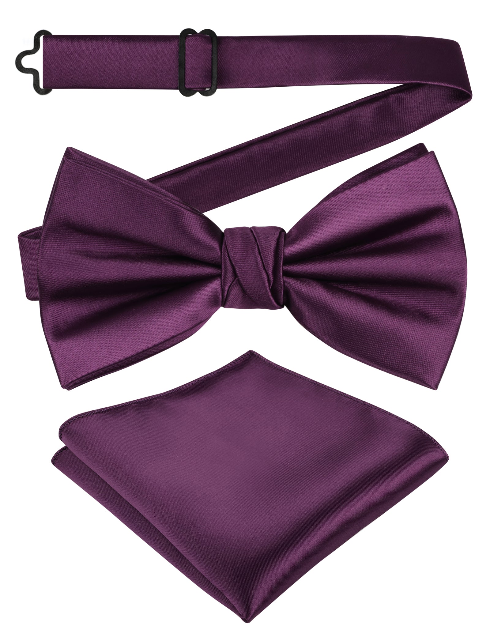 Alizeal Mens Elegant Solid Bow Tie with Pocket Square Set-108