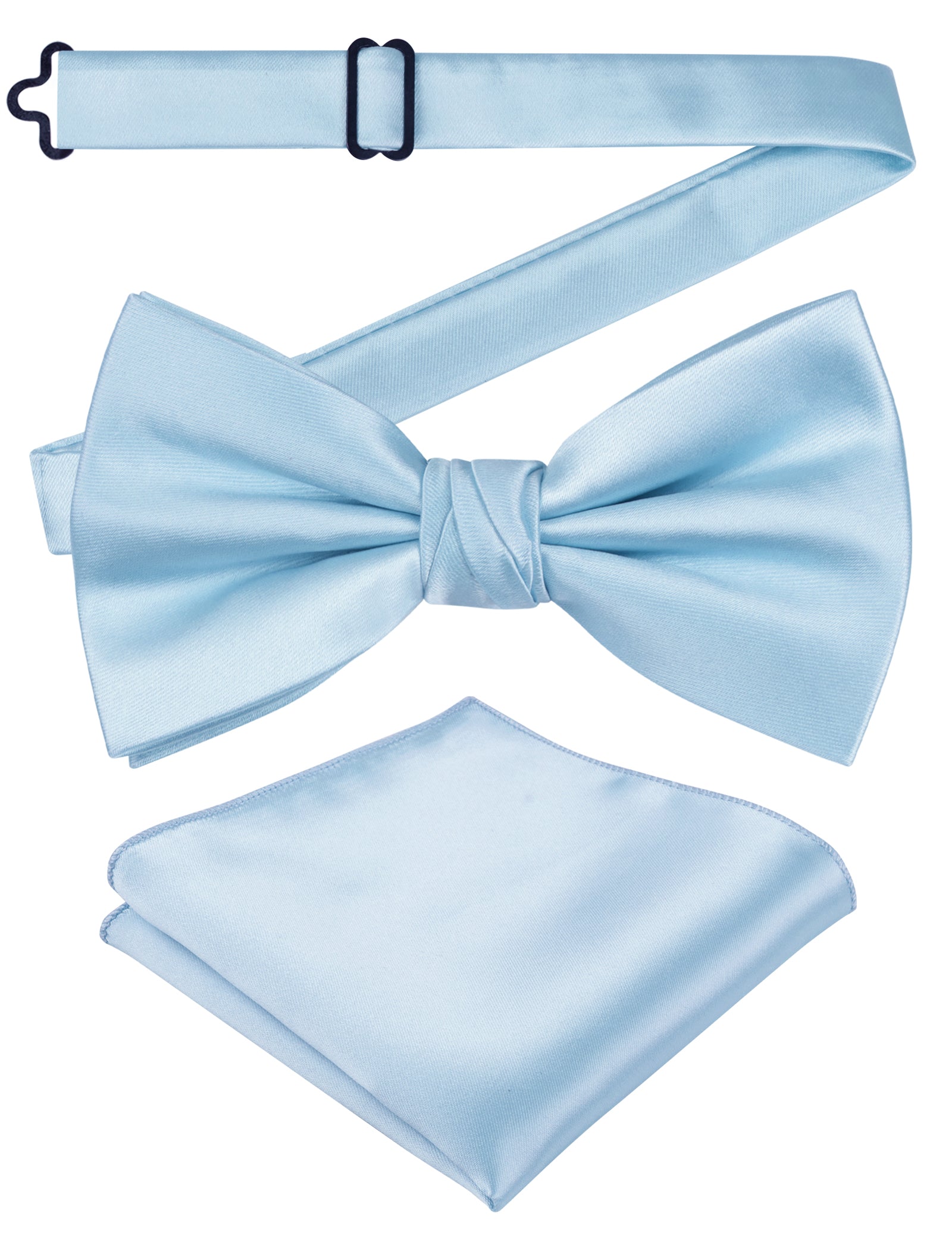 Alizeal Mens Elegant Solid Bow Tie with Pocket Square Set-108
