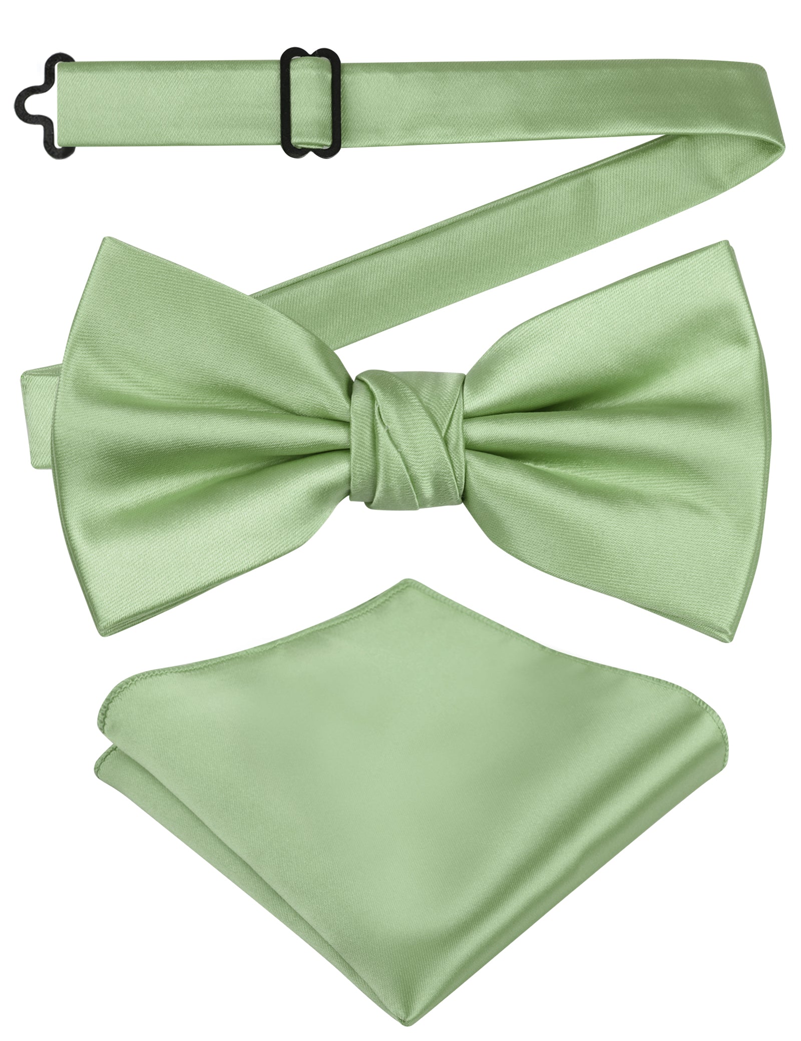 Alizeal Mens Elegant Solid Bow Tie with Pocket Square Set-108