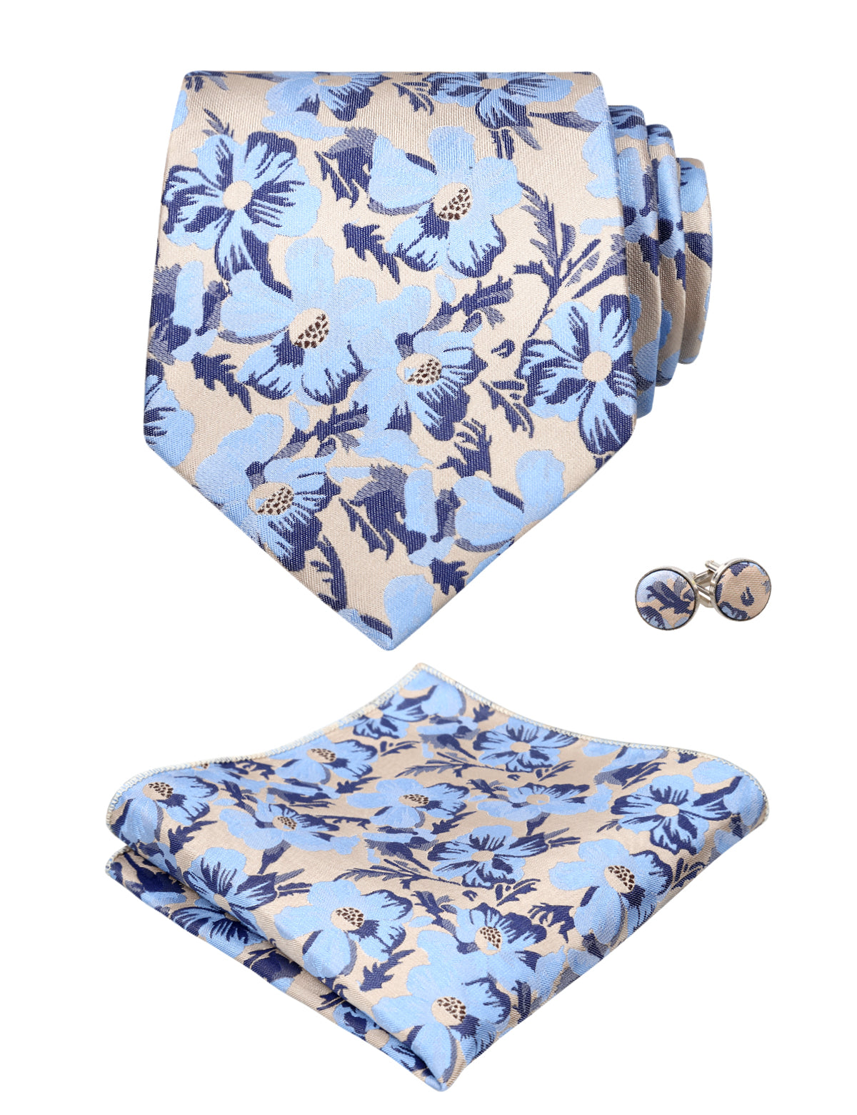 Mens Floral Printed Necktie Pocket Square Set #109