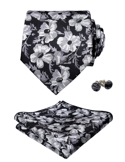 Mens Floral Printed Necktie Pocket Square Set #109