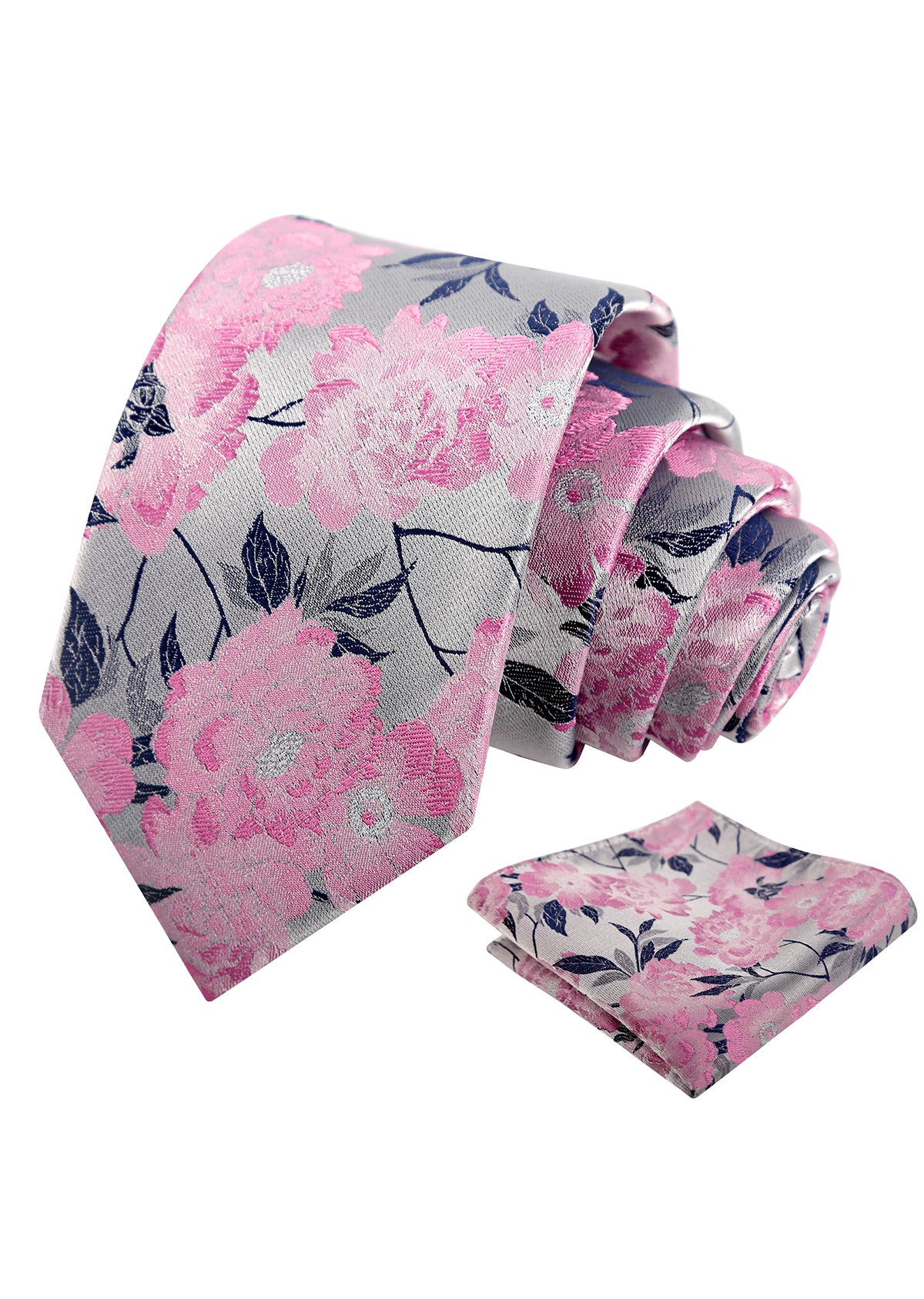 Mens 3.15 Inch Romantic Garden Floral Tie Set for Spring Weddings and Parties-925