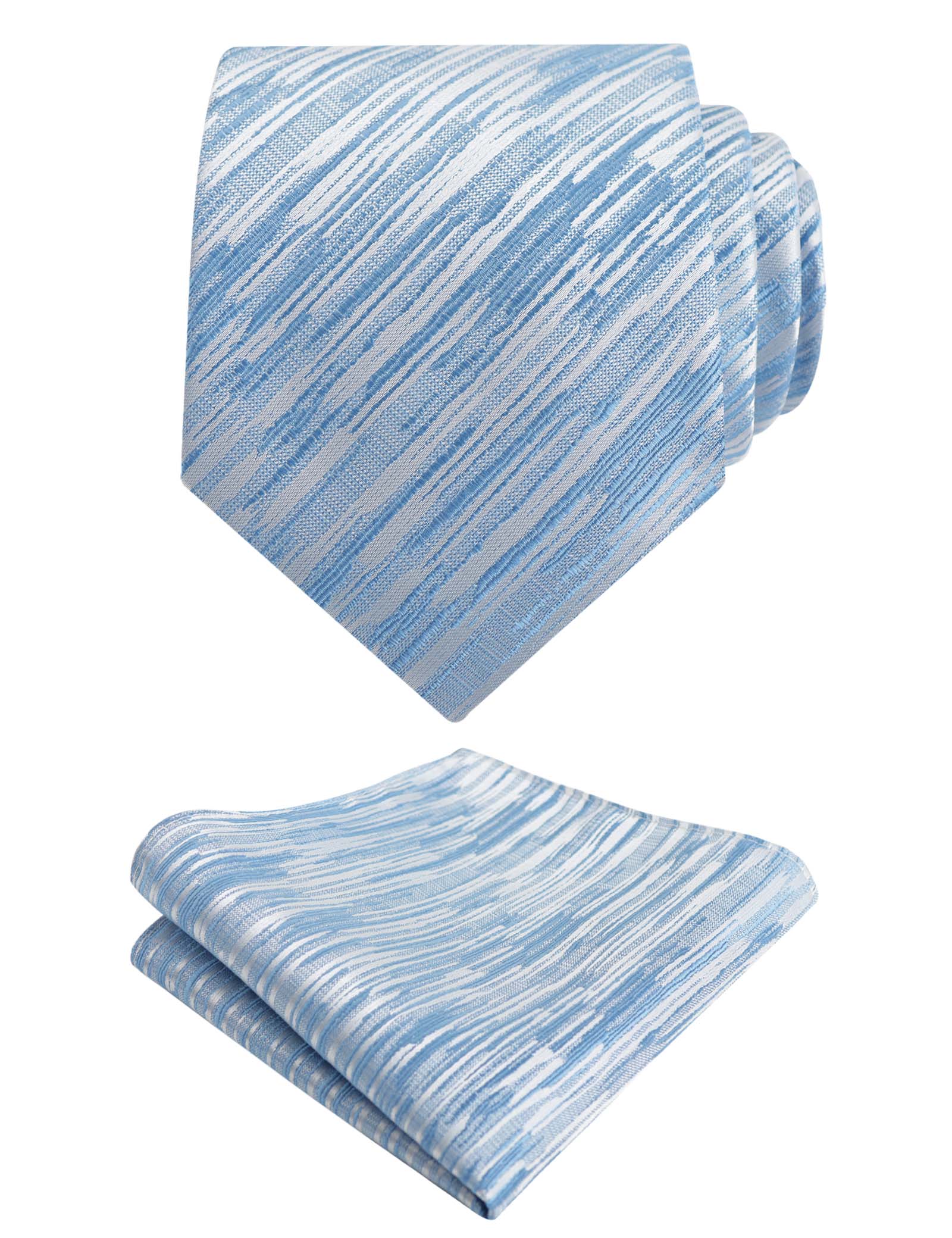 Men's Solid Pinstripe Tie with Pocket Square 3.15inches Necktie Set-114