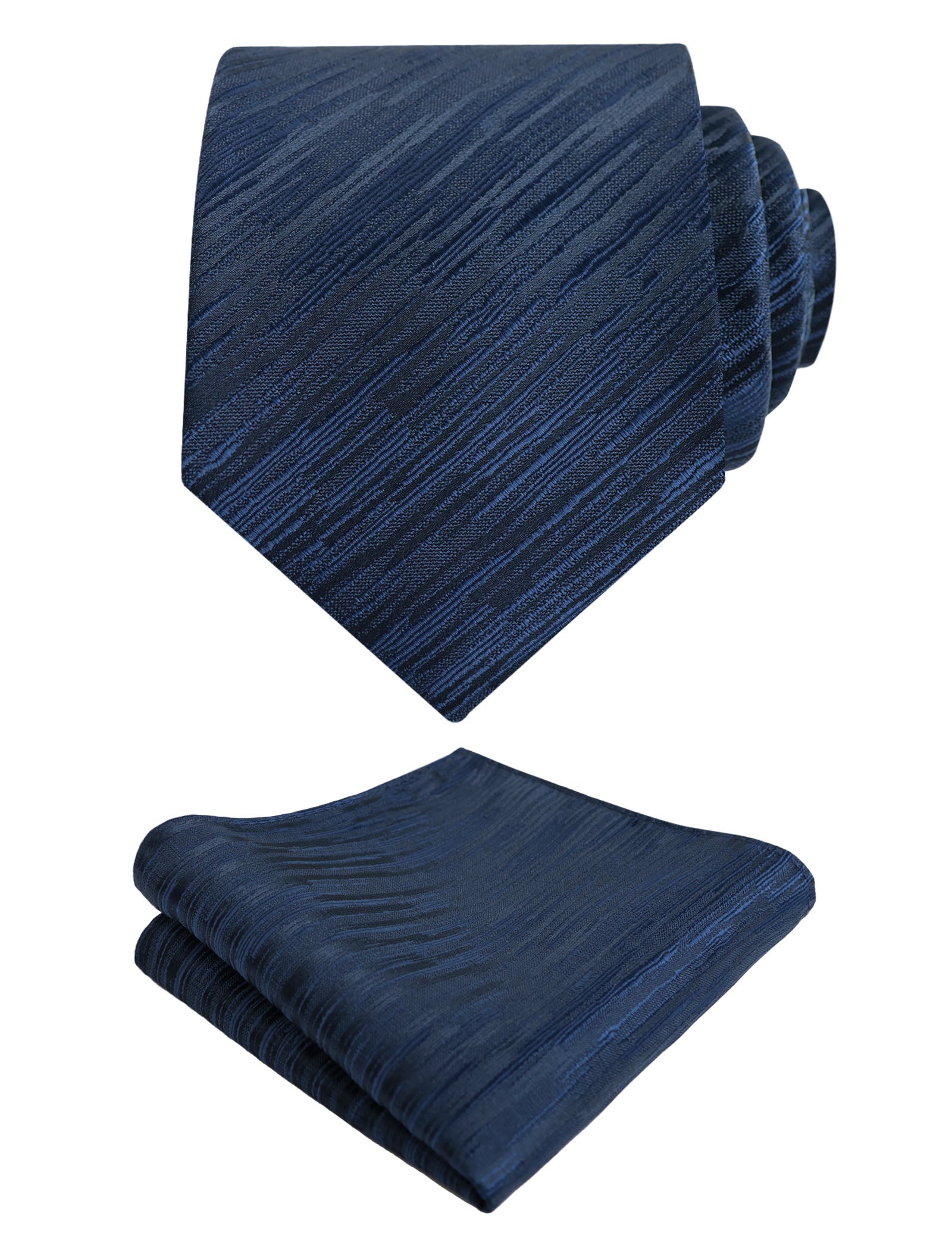 Men's Solid Pinstripe Tie with Pocket Square 3.15inches Necktie Set-114
