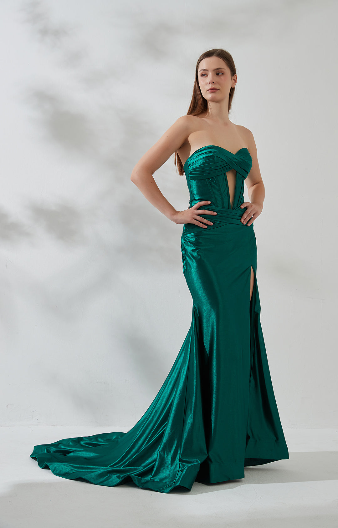 Strapless Sweetheart Collar Cutout High Split Mermaid Dress