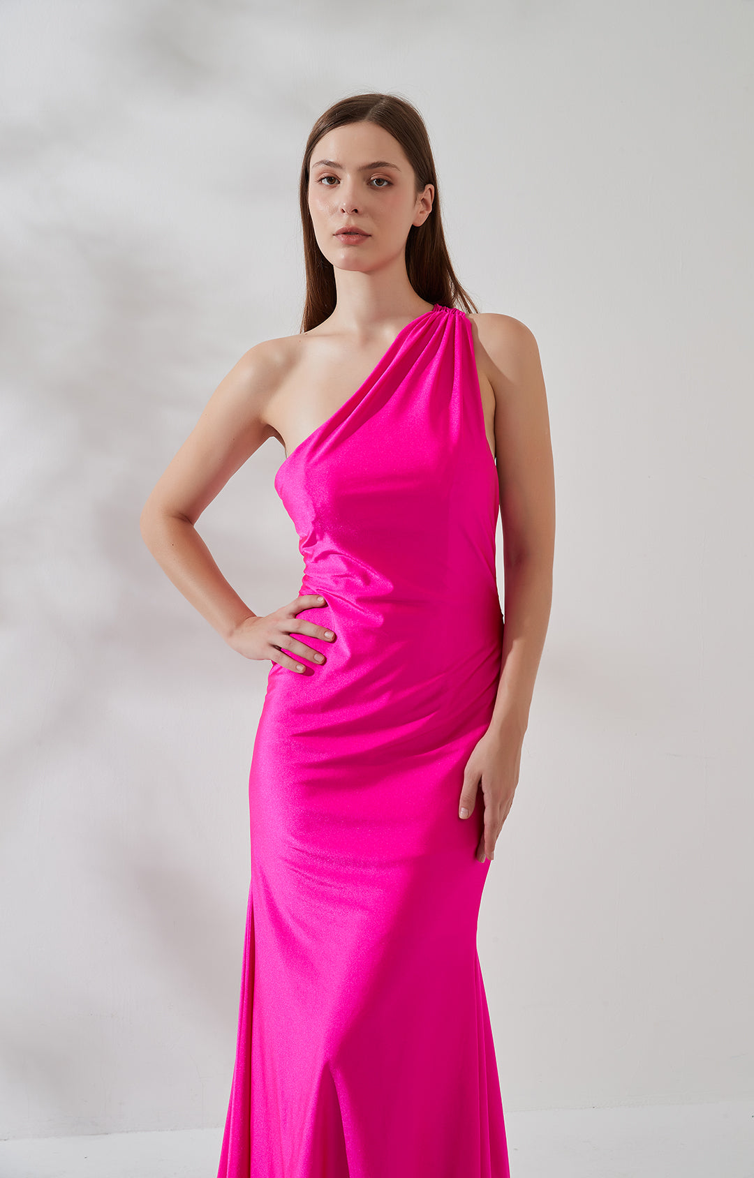 Stretchy One-shoulder Backless Evening Dress with Tie Strap