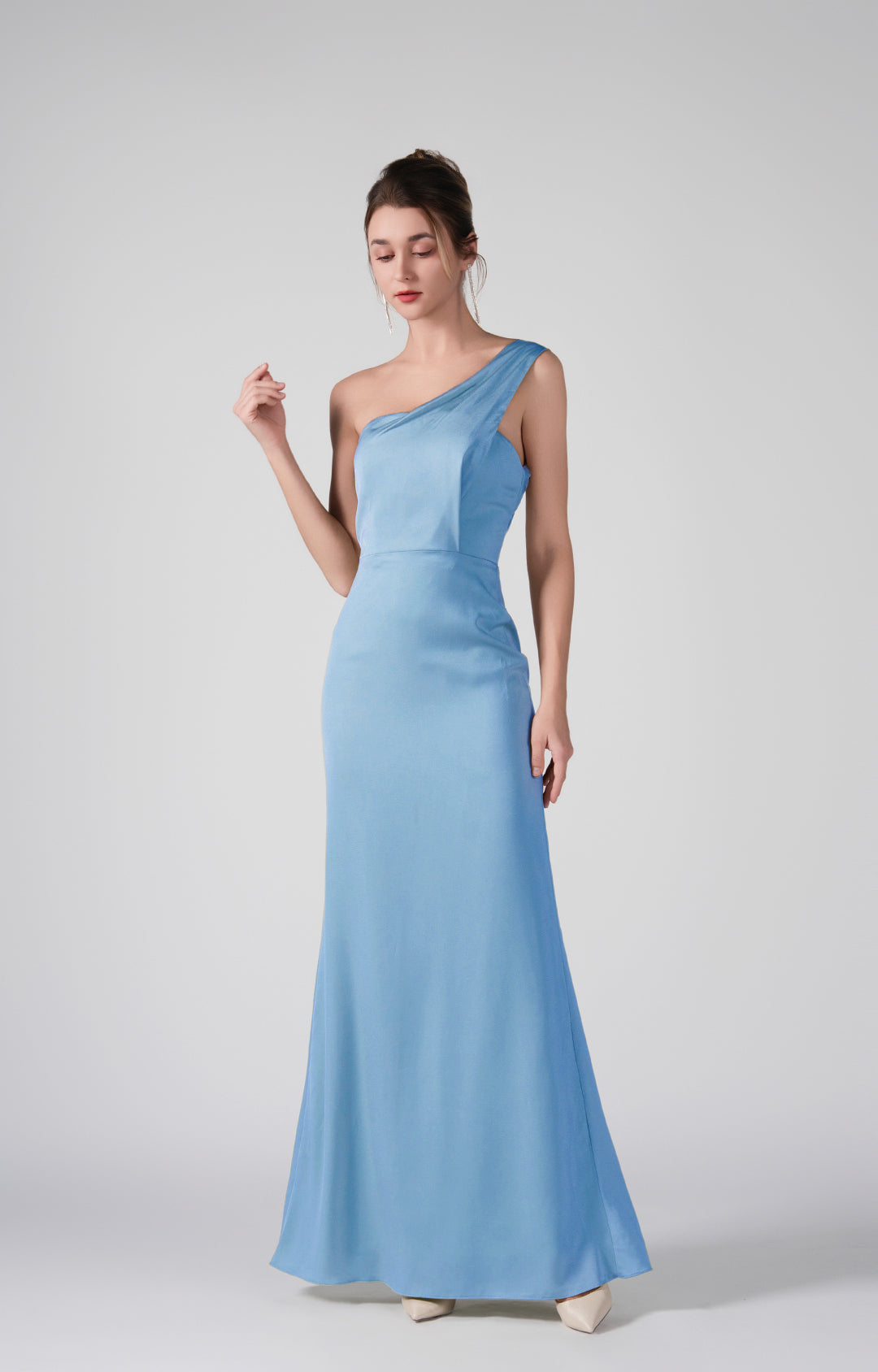 One-Shoulder Back Detail Warp Hip Dresses