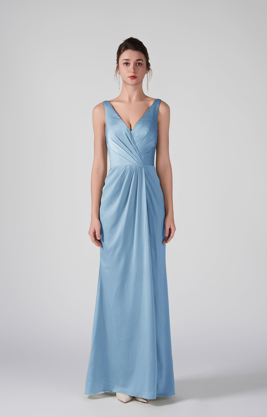 Deep V-Neck Flattering Pleated Warp Hip Elegant Dresses