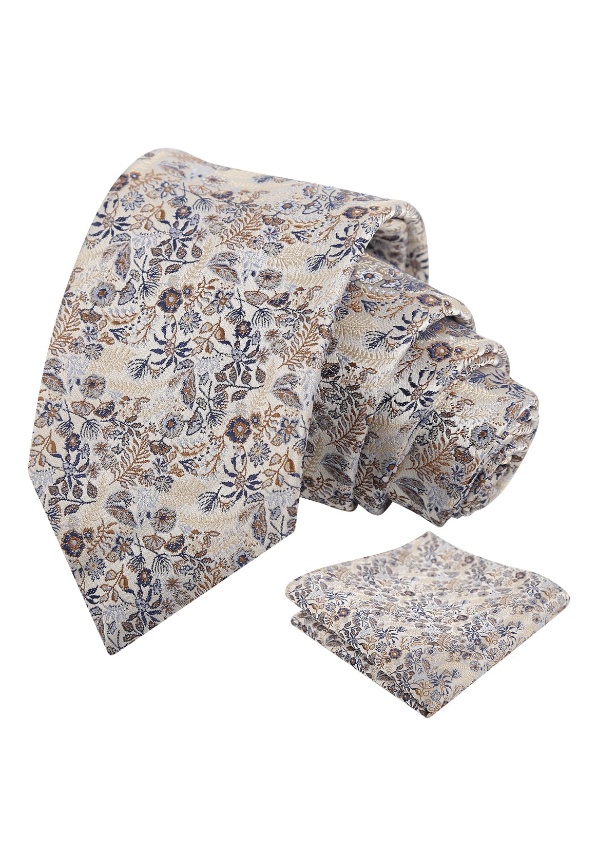 Mens Fresh Ditsy Floral Tie Set with Pocket Square for Spring Events-930