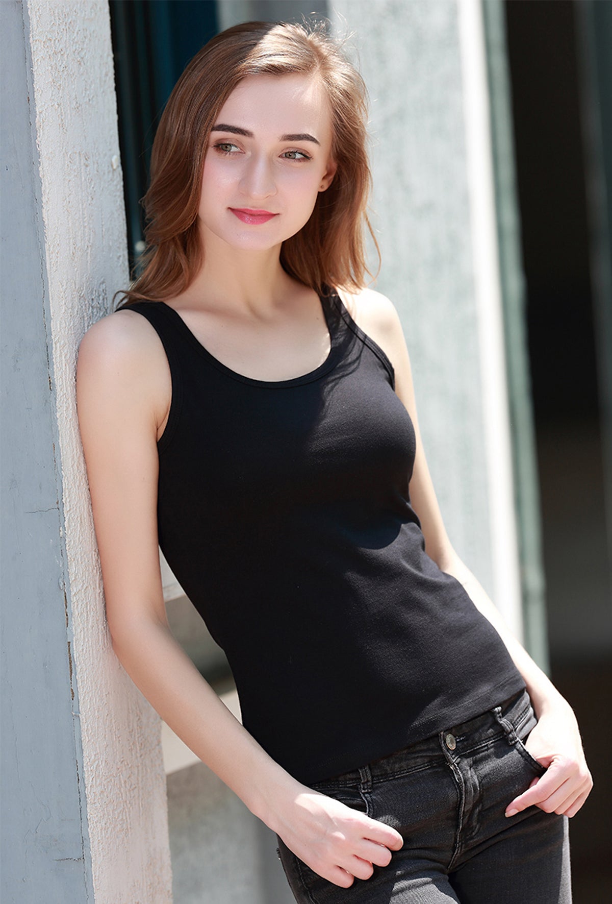 Women's Stretchy Tank Tops With Built-in Shelf Bra. Available In