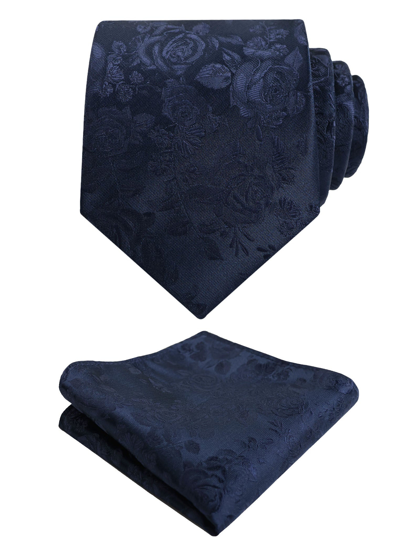 Men's 3.15inches Rose Pattern Necktie With Floral Handkerchief Set-125