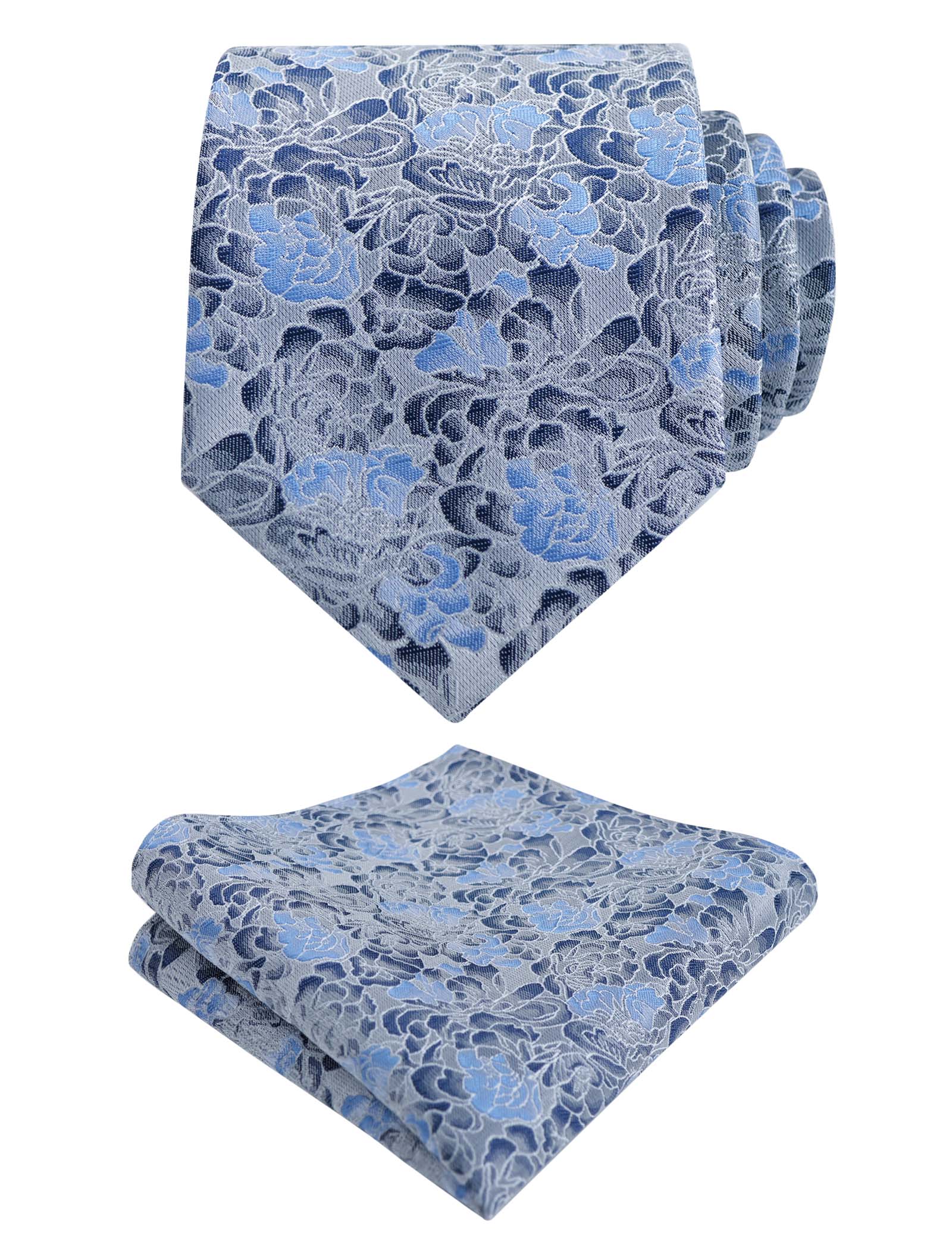 Men's 3.15inches Rose Pattern Necktie With Floral Handkerchief Set-125