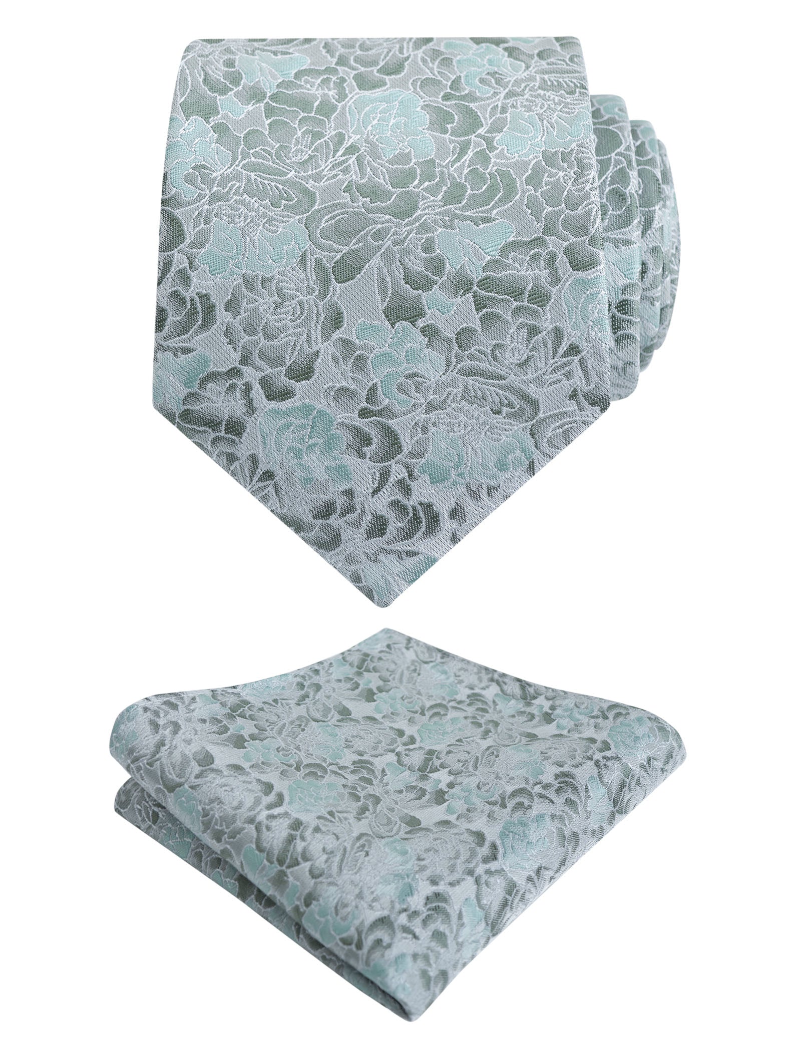 Men's 3.15inches Rose Pattern Necktie With Floral Handkerchief Set-125