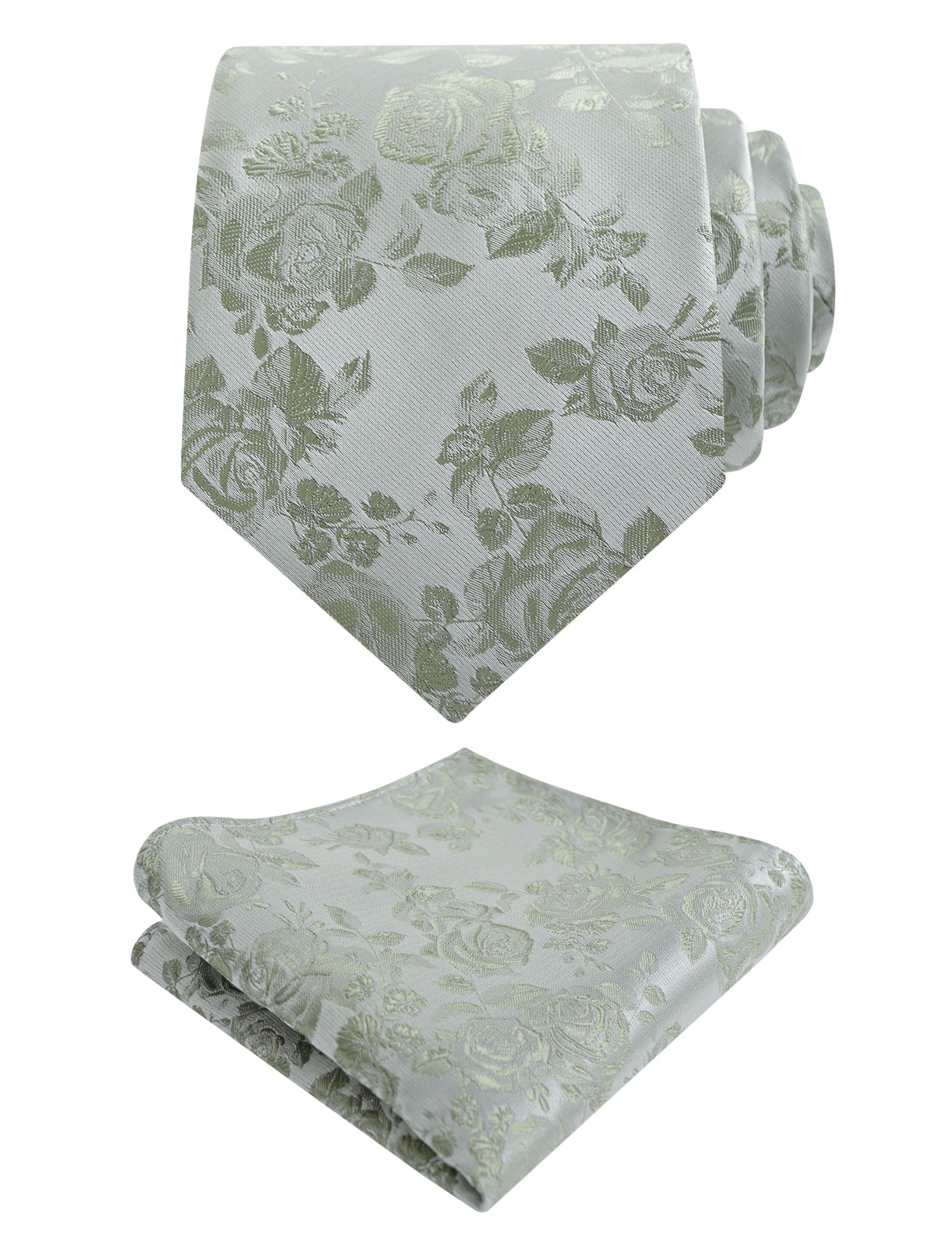 Men's 3.15inches Rose Pattern Necktie With Floral Handkerchief Set-125