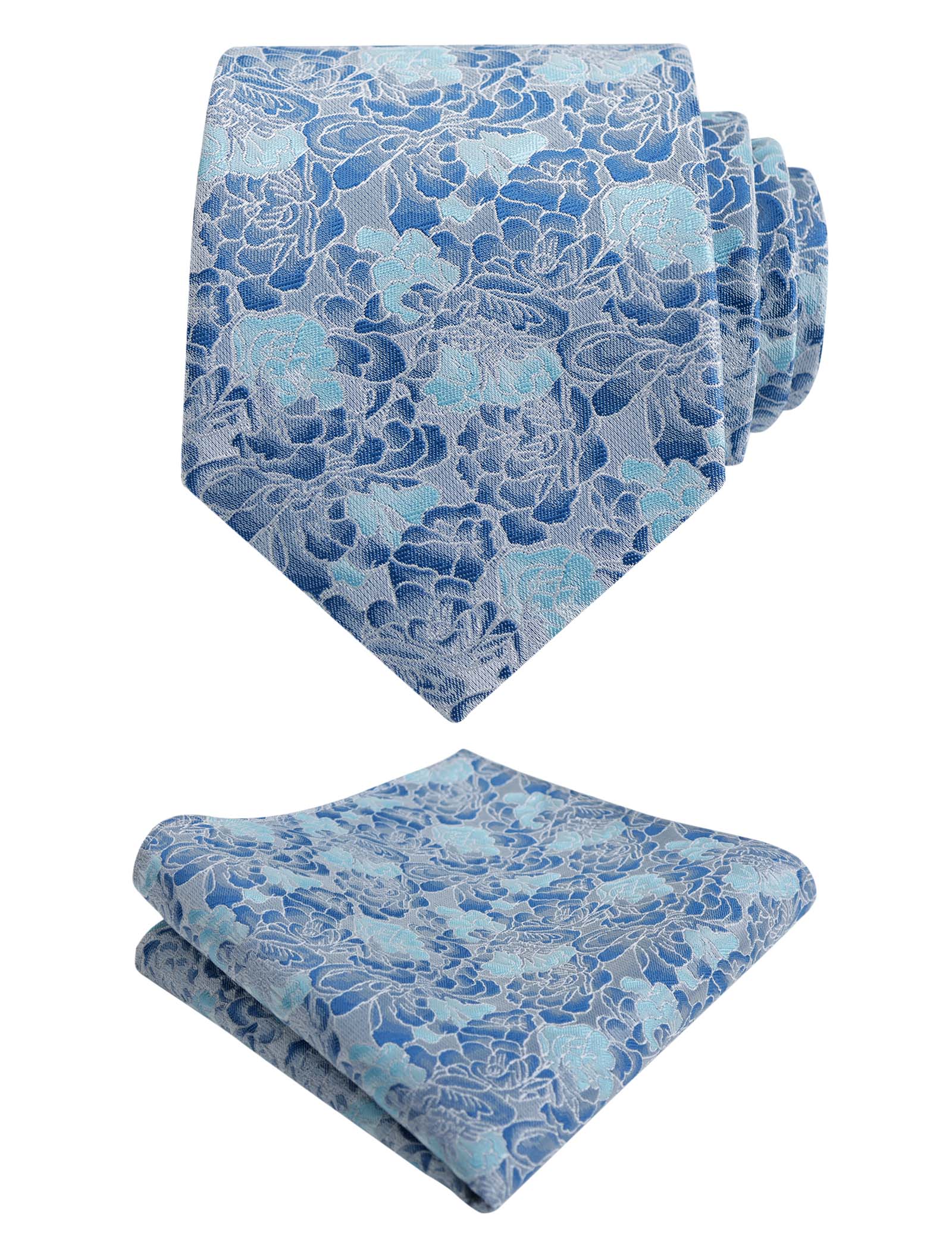 Men's 3.15inches Rose Pattern Necktie With Floral Handkerchief Set-125