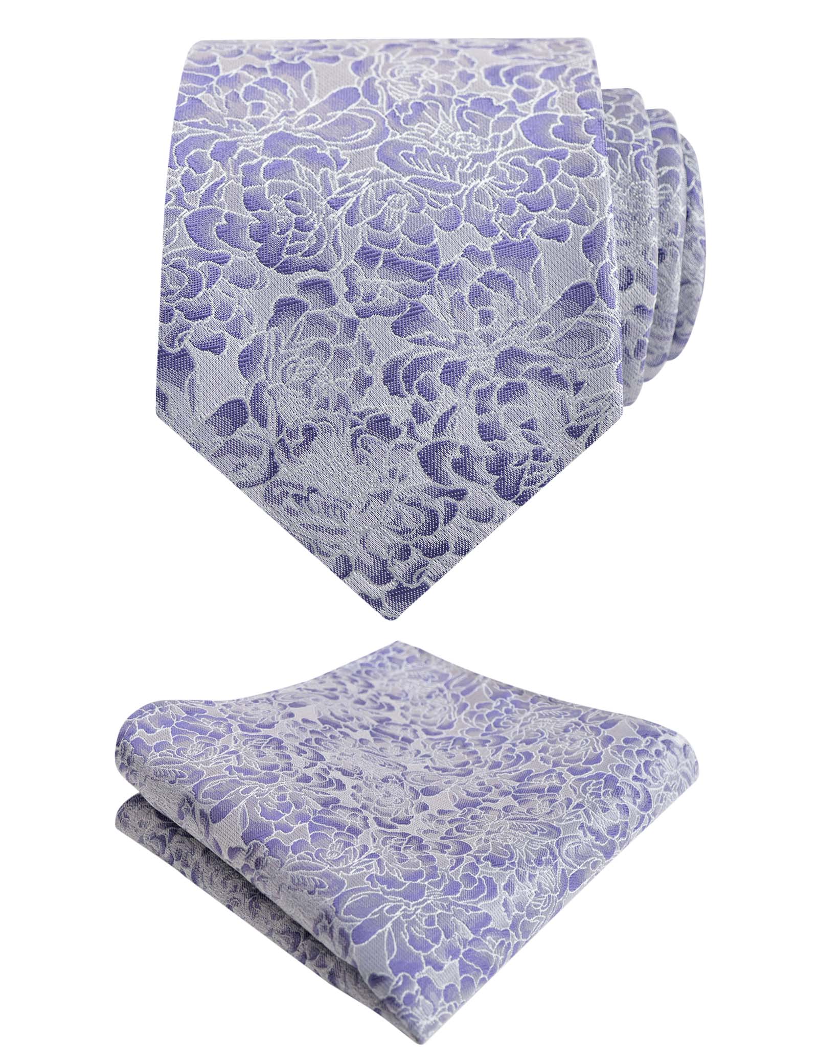 Men's 3.15inches Rose Pattern Necktie With Floral Handkerchief Set-125