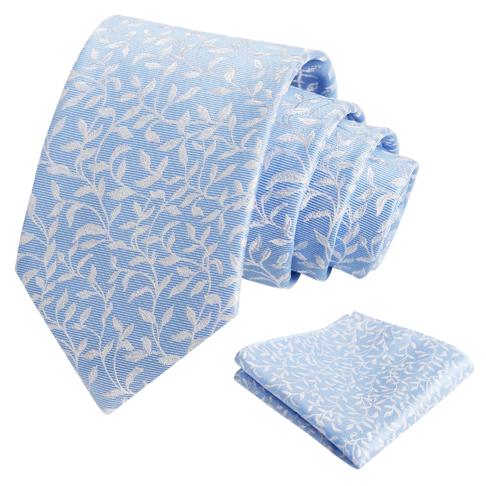 Men's 3.15inches Flower Printed  Light Color Rustic Tie  Handkerchief-126