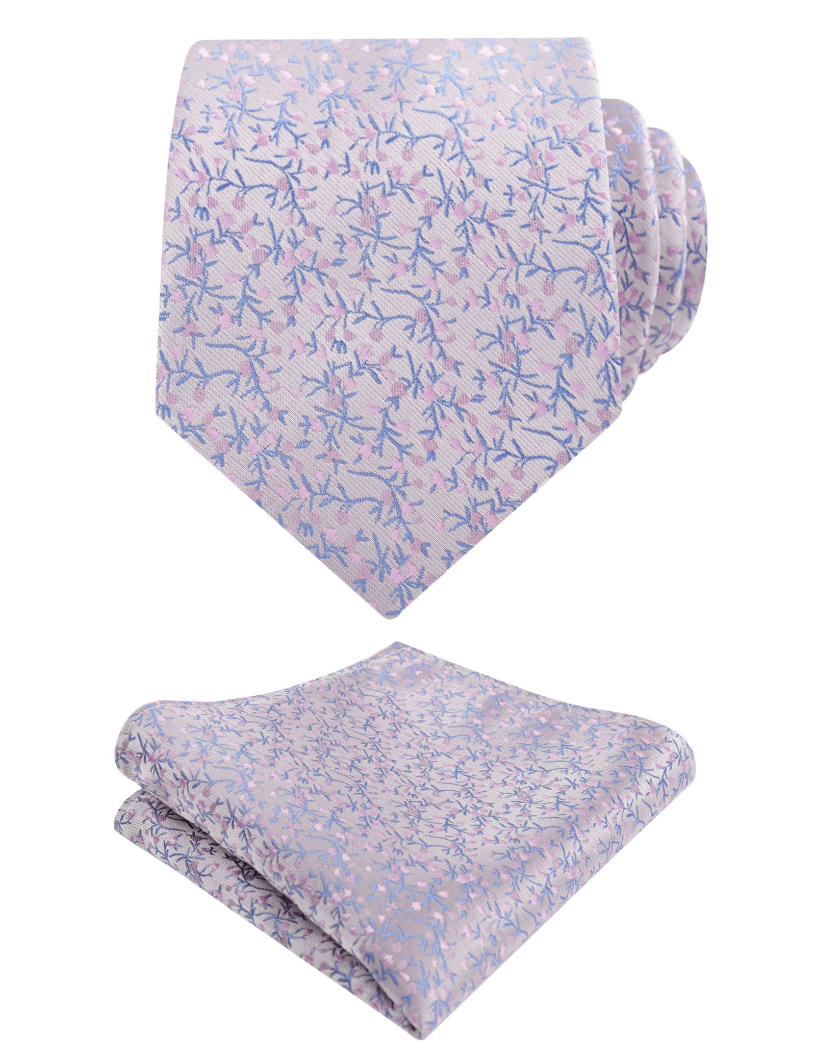 Men's 3.15inches Light Color Rustic Tie with Flower Printed Handkerchief-127