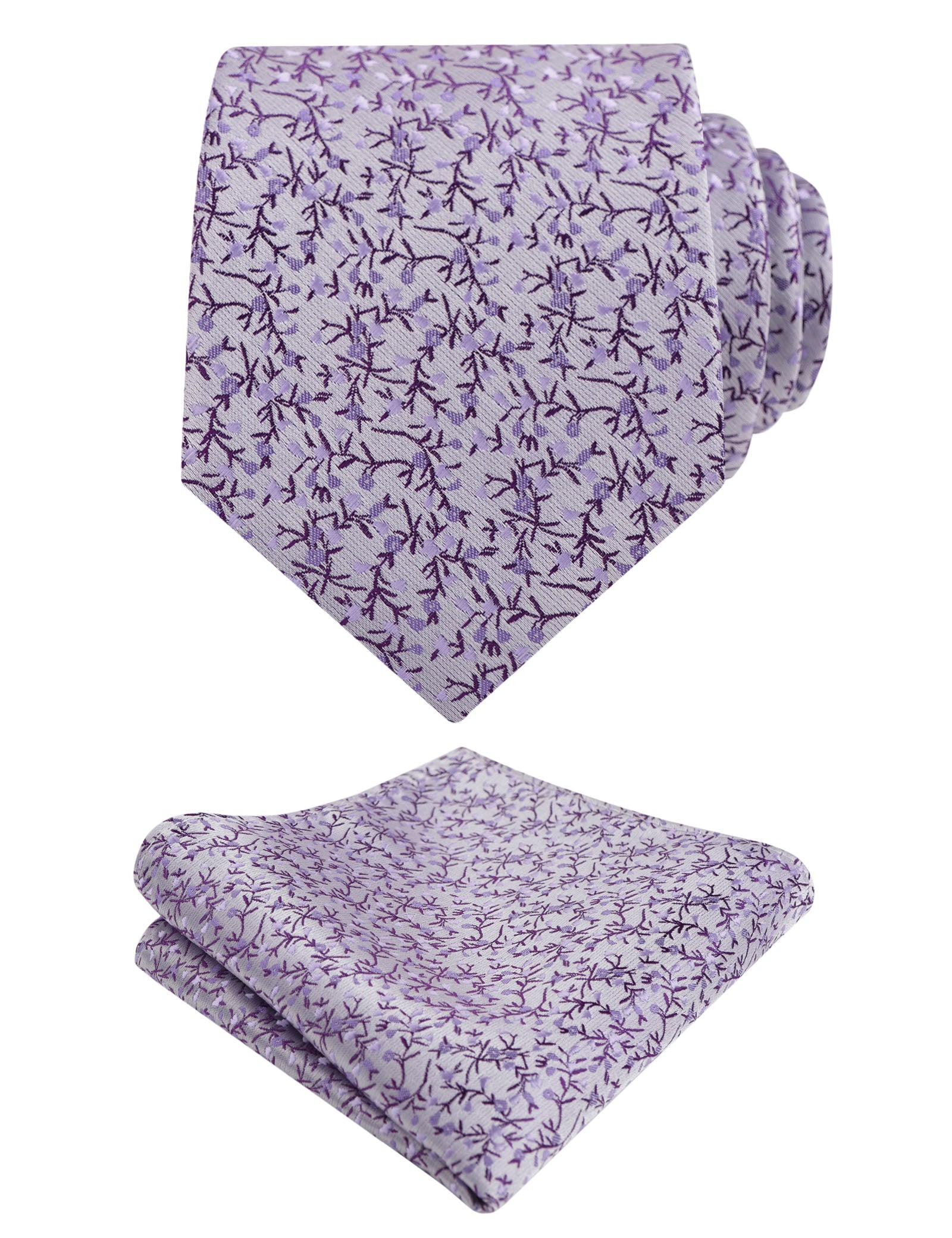 Men's 3.15inches Light Color Rustic Tie with Flower Printed Handkerchief-127