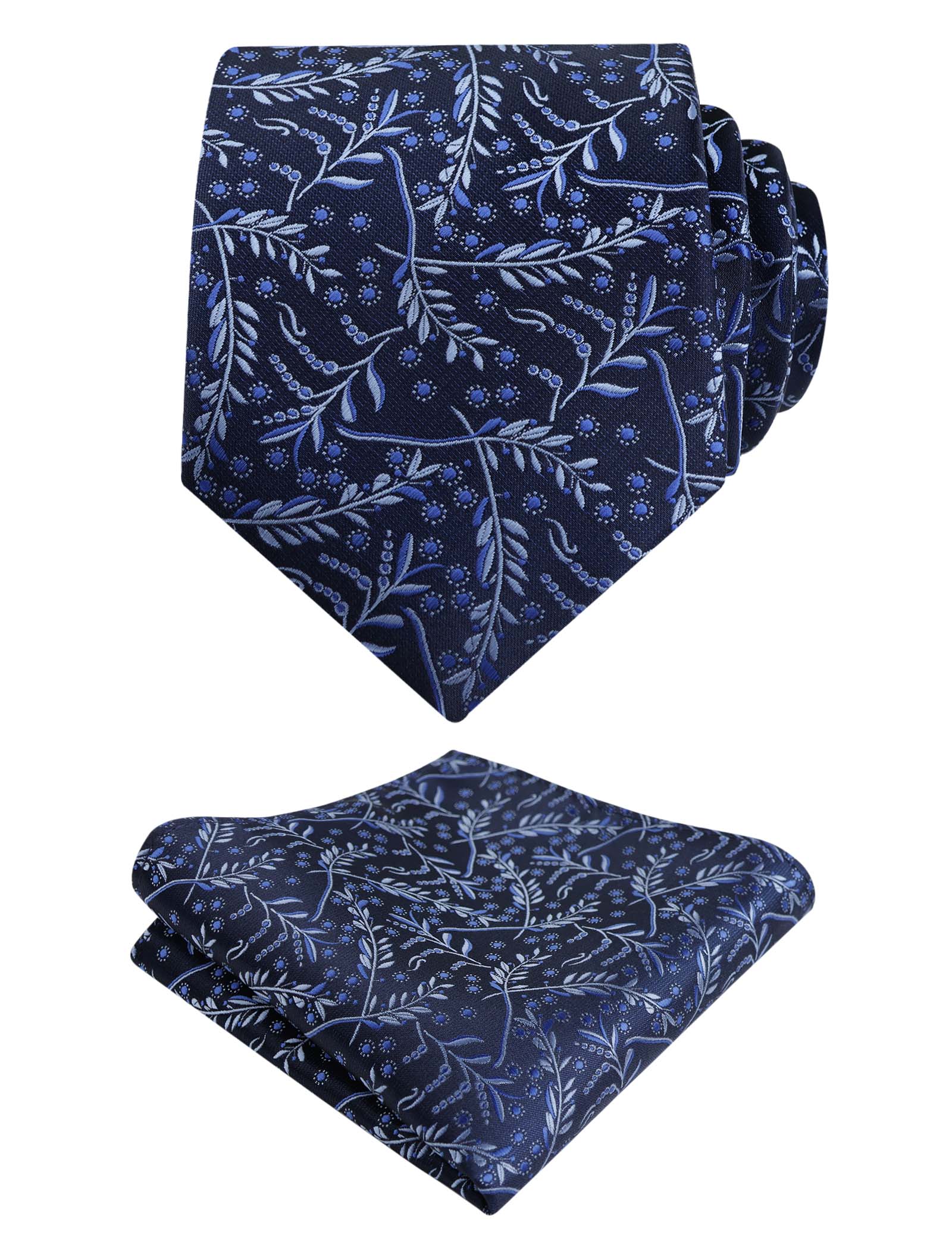 Men's 3.15inches Light Color Rustic Tie with Flower Printed Handkerchief-127