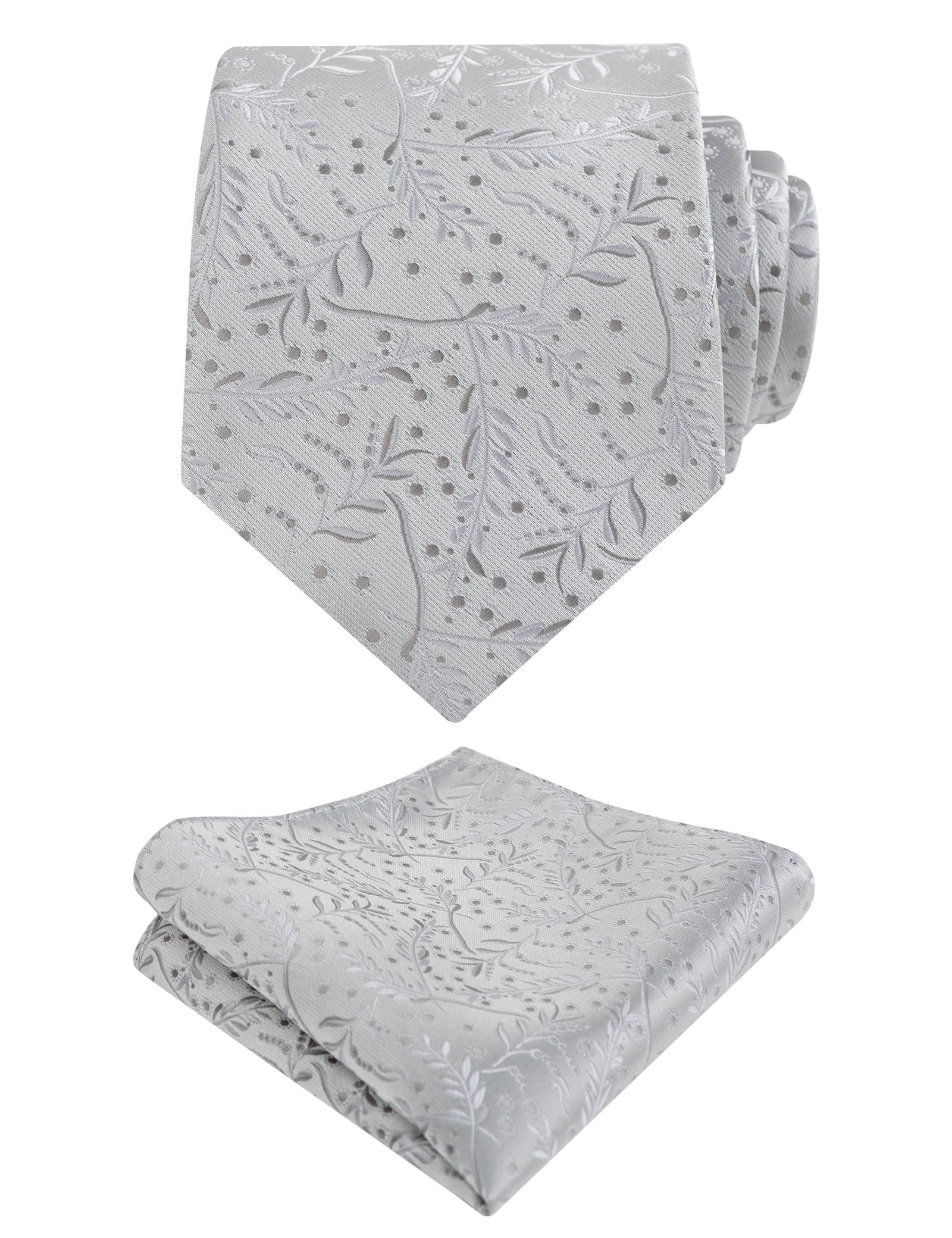 Men's 3.15inches Light Color Rustic Tie with Flower Printed Handkerchief-127