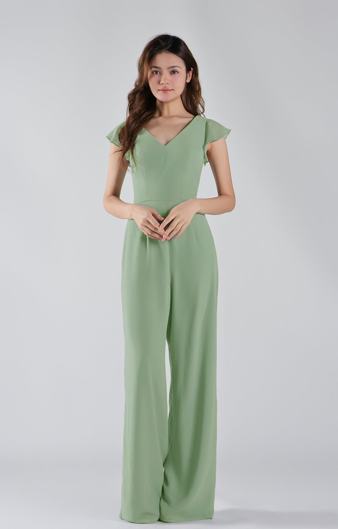 Combinaison en mousseline à manches flottantes et col en V