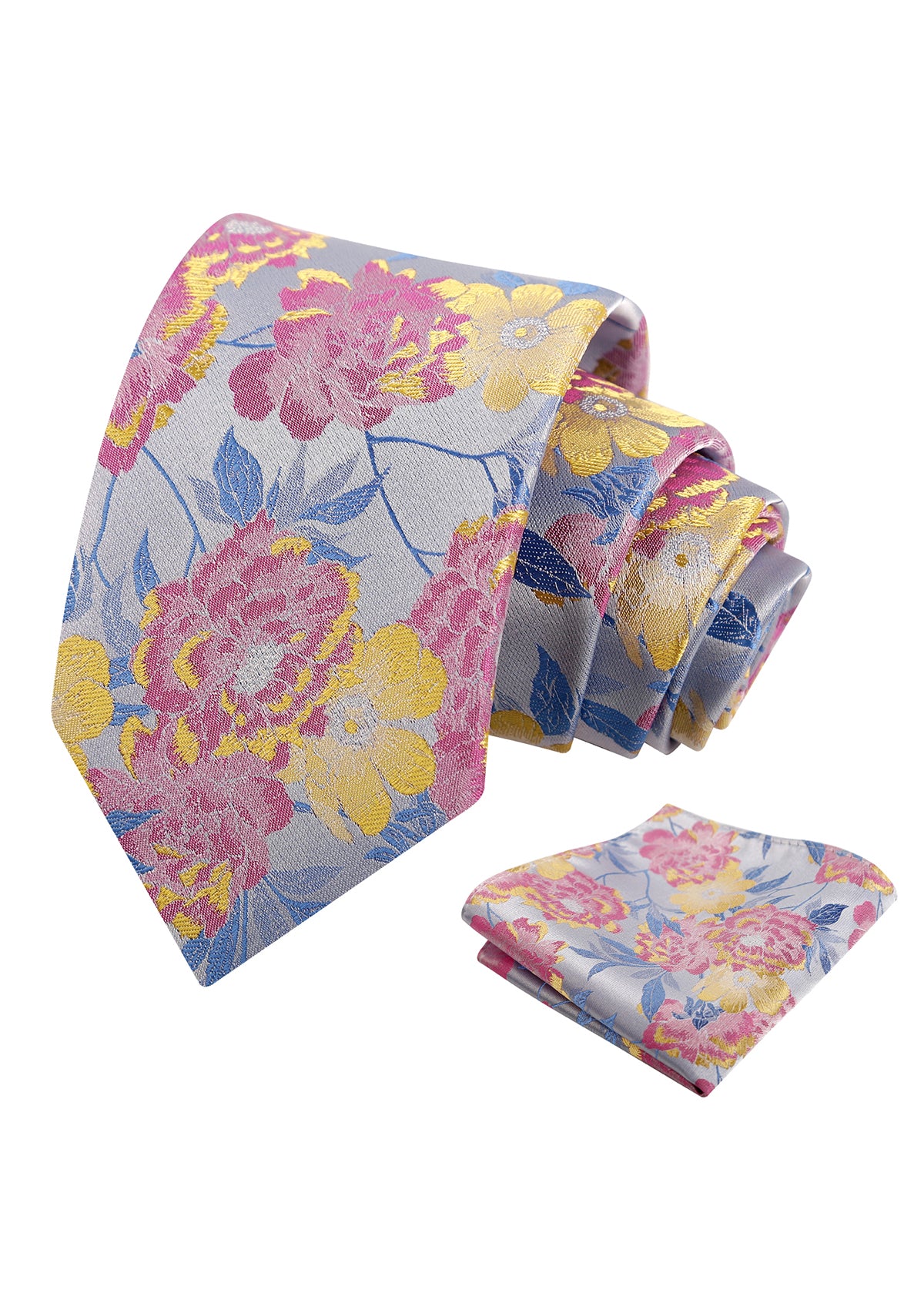 Mens 3.15 Inch Romantic Garden Floral Tie Set for Spring Weddings and Parties-925