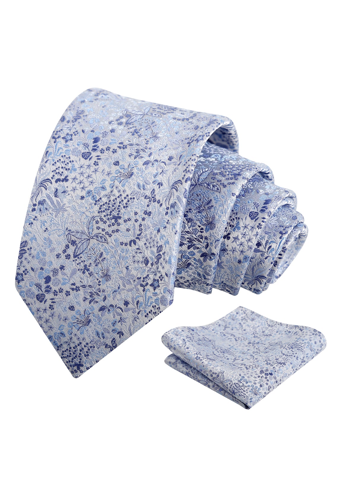Mens Fresh Ditsy Floral Tie Set with Pocket Square for Spring Events-930