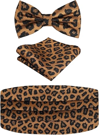 Men's Classic Paisley Woven Self-tied Adjustable Bow Tie, Cummerbund and Pocket Square Set-133
