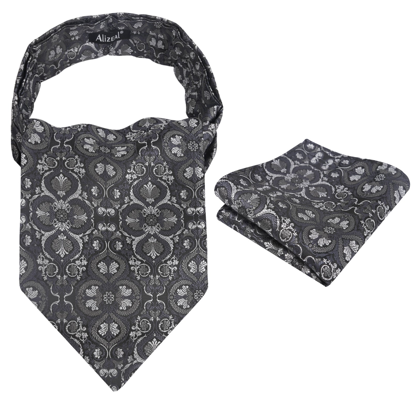 Mens Vintage Circle Pattern Cravat Set with Hanky Casual Self-tied Neckerchief Set-136