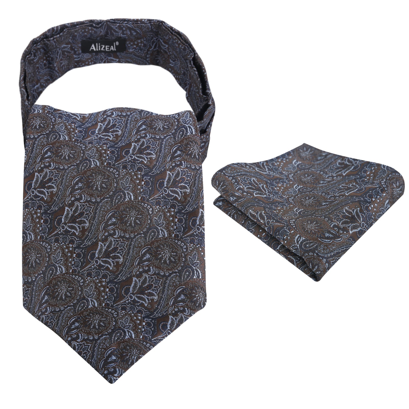 Mens Vintage Circle Pattern Cravat Set with Hanky Casual Self-tied Neckerchief Set-136