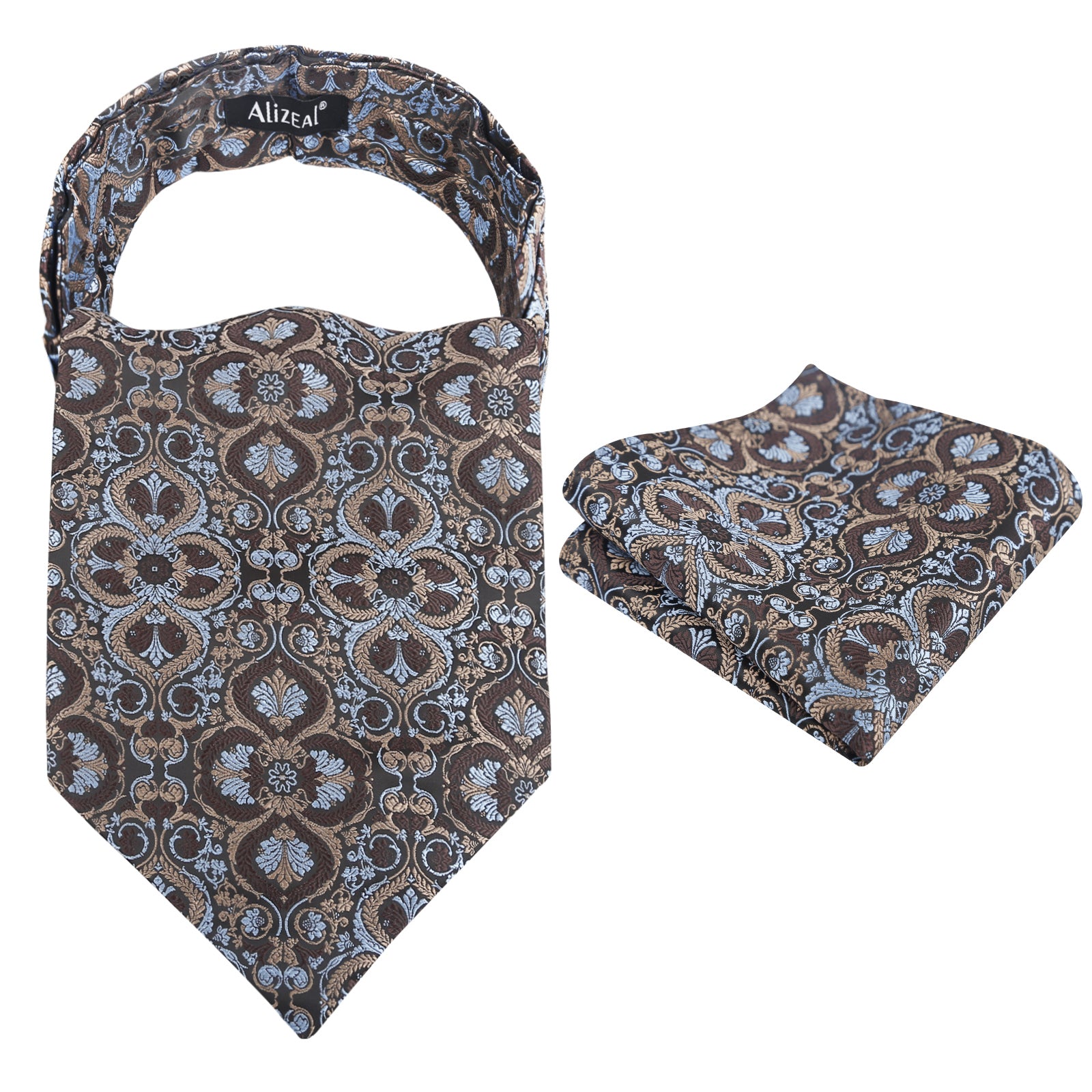 Mens Vintage Circle Pattern Cravat Set with Hanky Casual Self-tied Neckerchief Set-136
