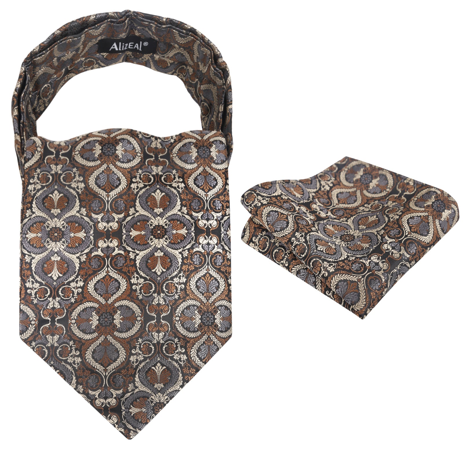 Mens Vintage Circle Pattern Cravat Set with Hanky Casual Self-tied Neckerchief Set-136