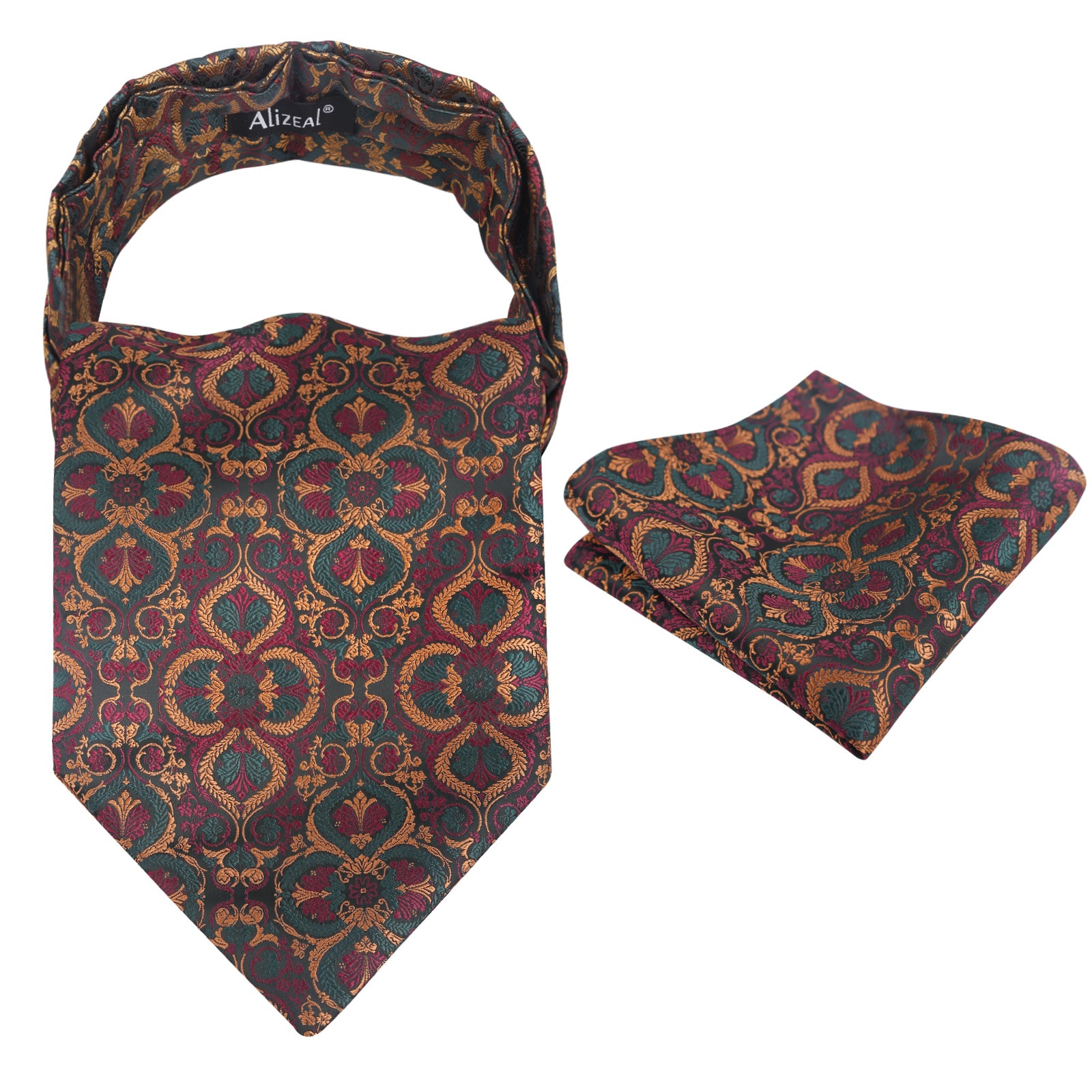 Mens Vintage Circle Pattern Cravat Set with Hanky Casual Self-tied Neckerchief Set-136