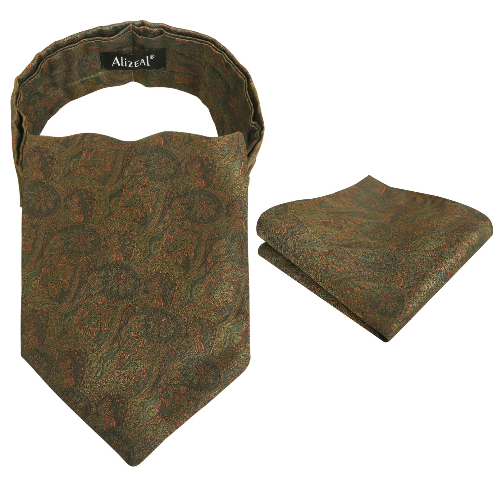 Mens Vintage Circle Pattern Cravat Set with Hanky Casual Self-tied Neckerchief Set-136