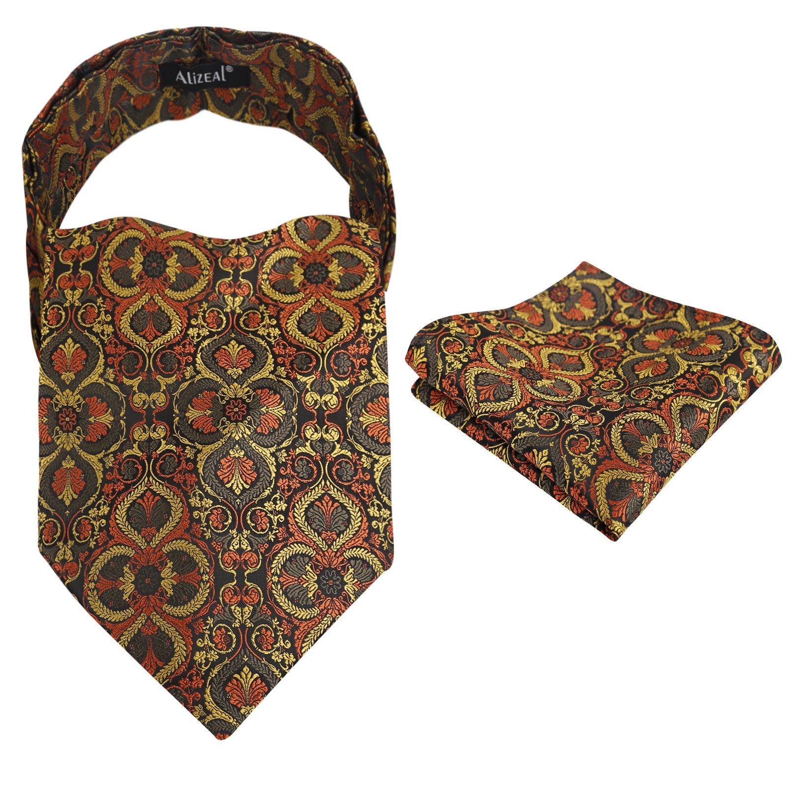 Mens Vintage Circle Pattern Cravat Set with Hanky Casual Self-tied Neckerchief Set-136
