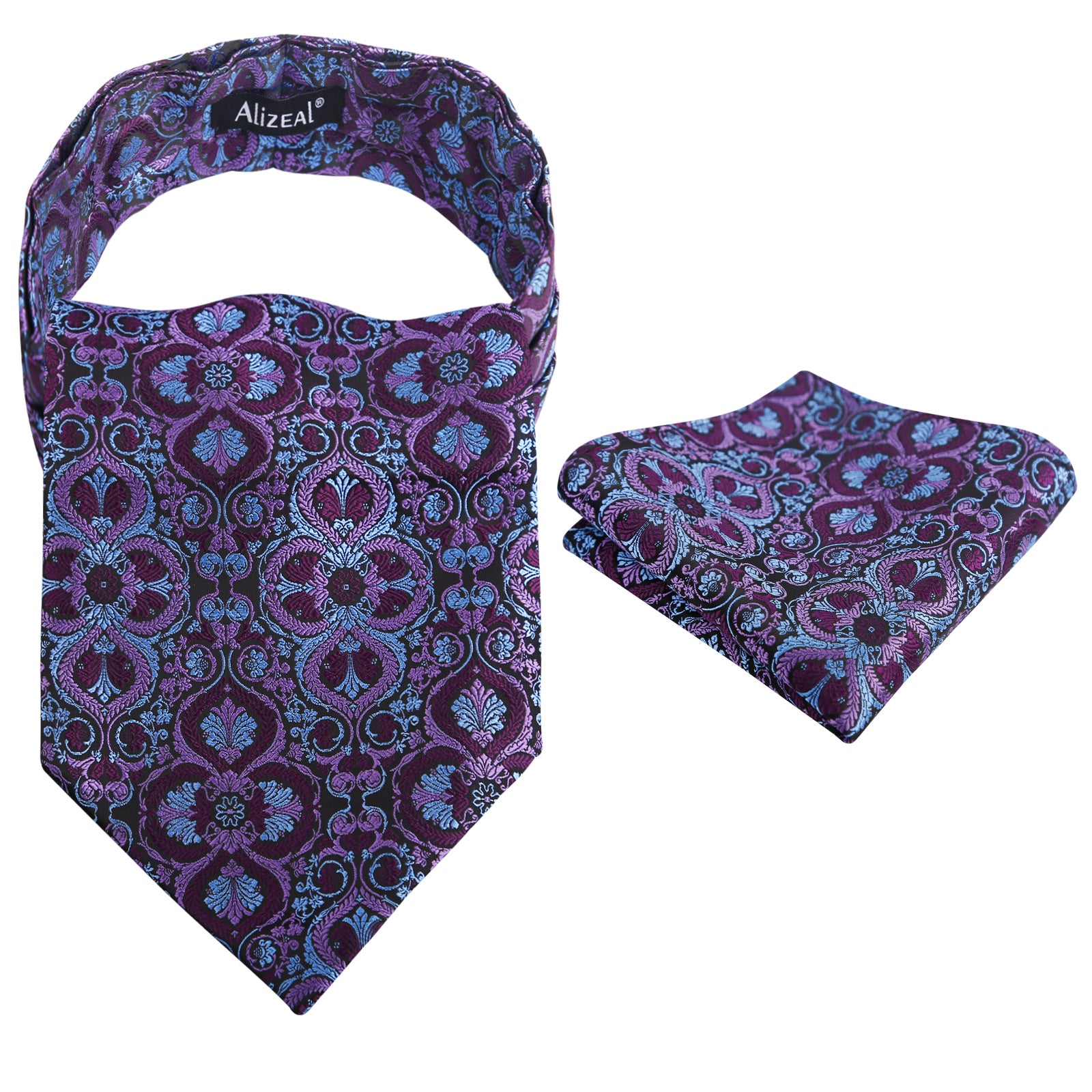 Mens Vintage Circle Pattern Cravat Set with Hanky Casual Self-tied Neckerchief Set-136