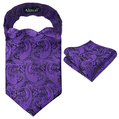Men's Classic Paisley Cravat Tie with Pocket Square Handmade Floral Tie, Hanky Set, #138