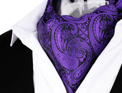 Men's Classic Paisley Cravat Tie with Pocket Square Handmade Floral Tie, Hanky Set, #138