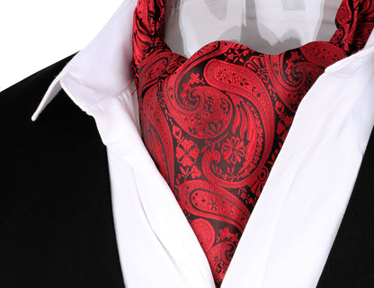 Men's Classic Paisley Cravat Tie with Pocket Square Handmade Floral Tie, Hanky Set, #138