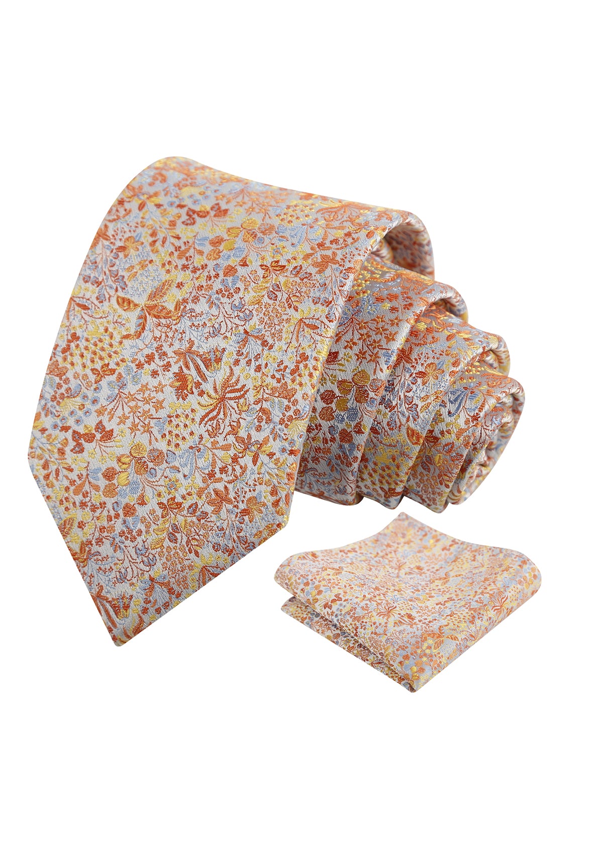 Mens Fresh Ditsy Floral Tie Set with Pocket Square for Spring Events-930