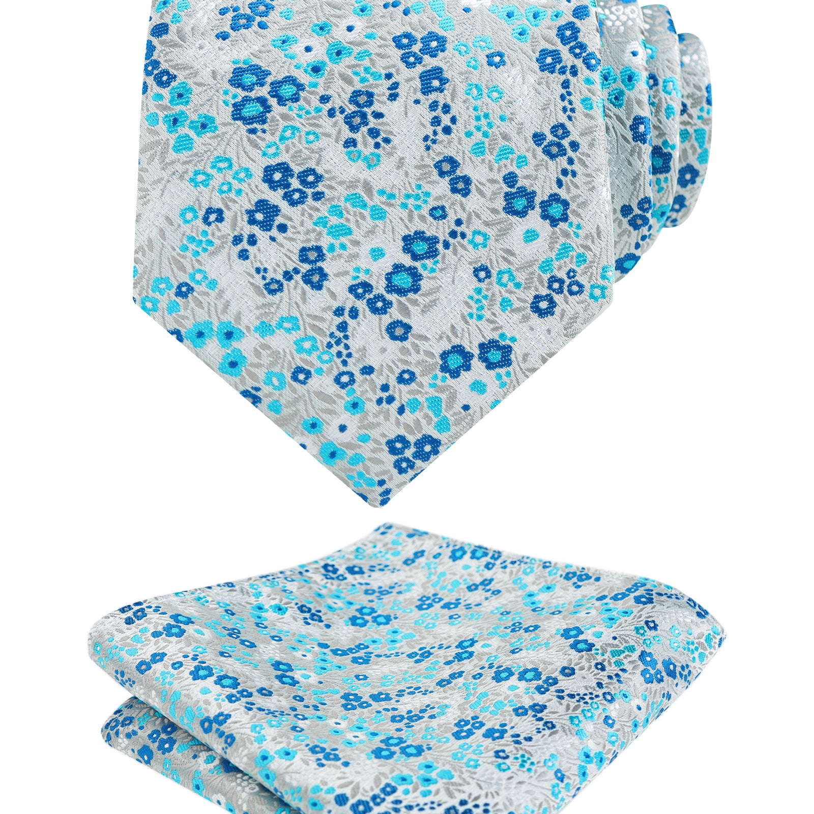 Alizeal Herren Krawatte & Einstecktuch Set - Buntes Blumenmuster 8cm Breite Hochzeitsaccessoire